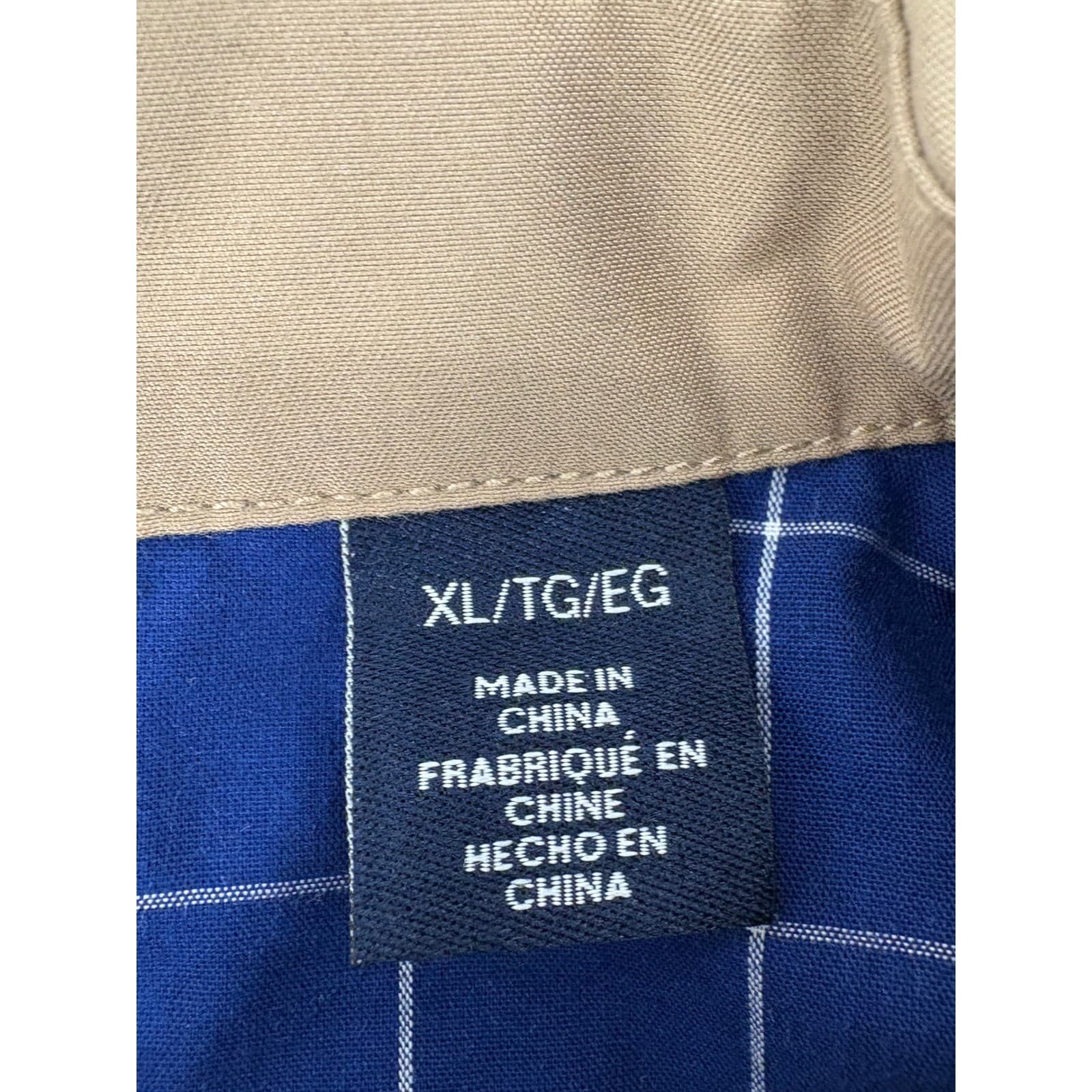 Chaps Harrington Jacket Mens XL Full Zip Tan Beige Plaid Lined Windbreaker Coat - Thumbnail 4