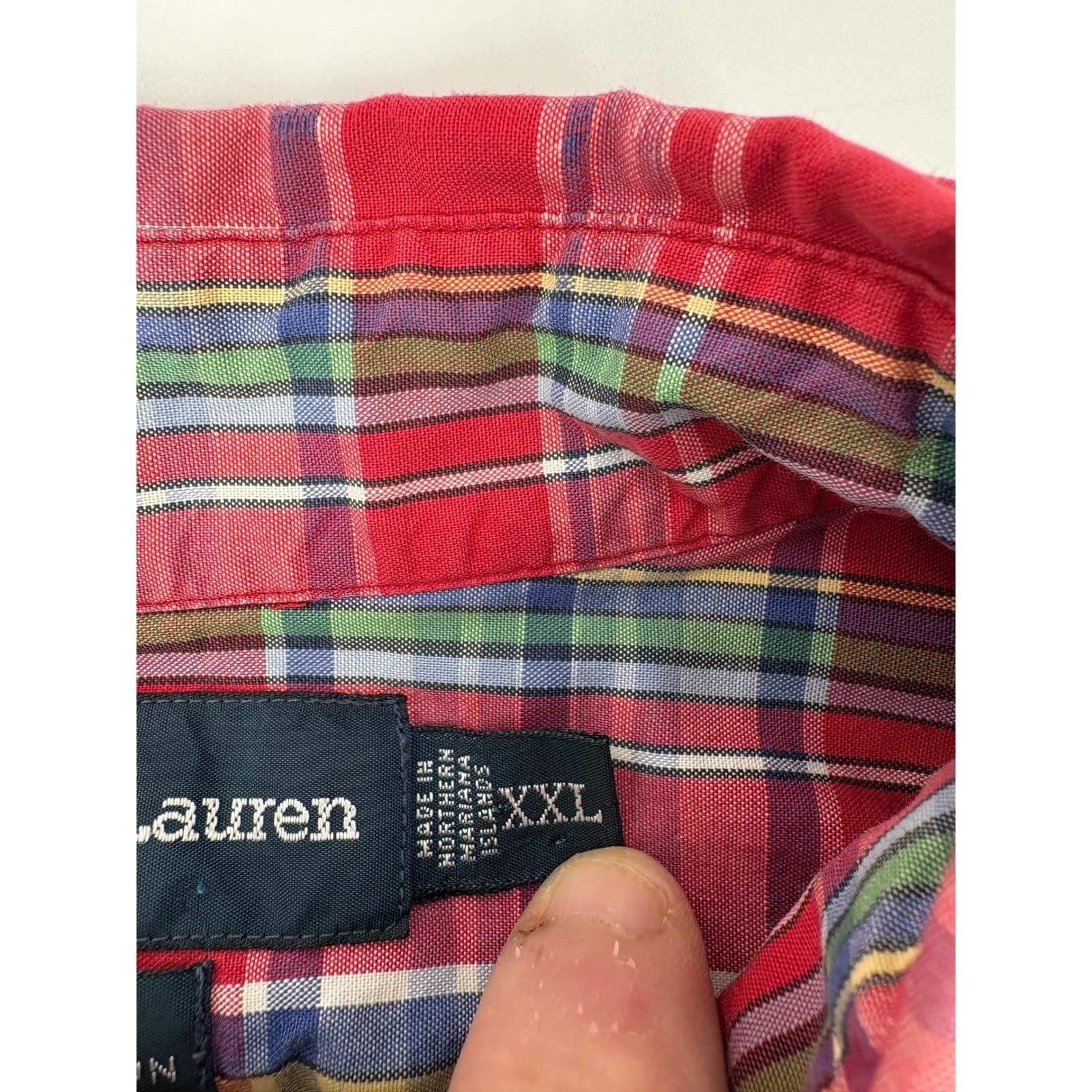 Ralph Lauren Blaire Mens XXL Button Down Shirt Red Plaid Long Sleeve Cotton - Thumbnail 3
