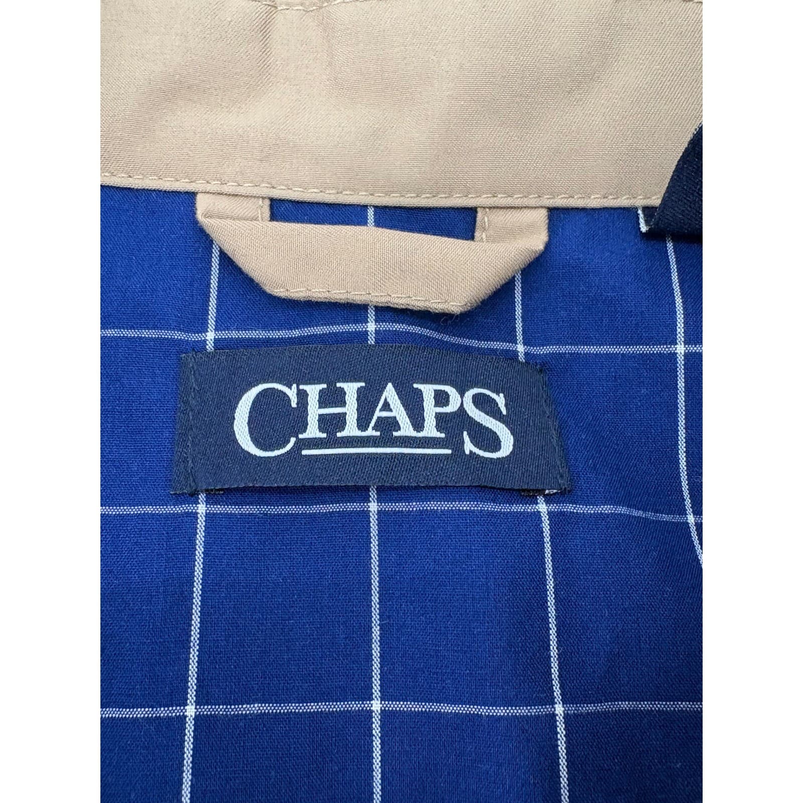 Chaps Harrington Jacket Mens XL Full Zip Tan Beige Plaid Lined Windbreaker Coat - Thumbnail 3