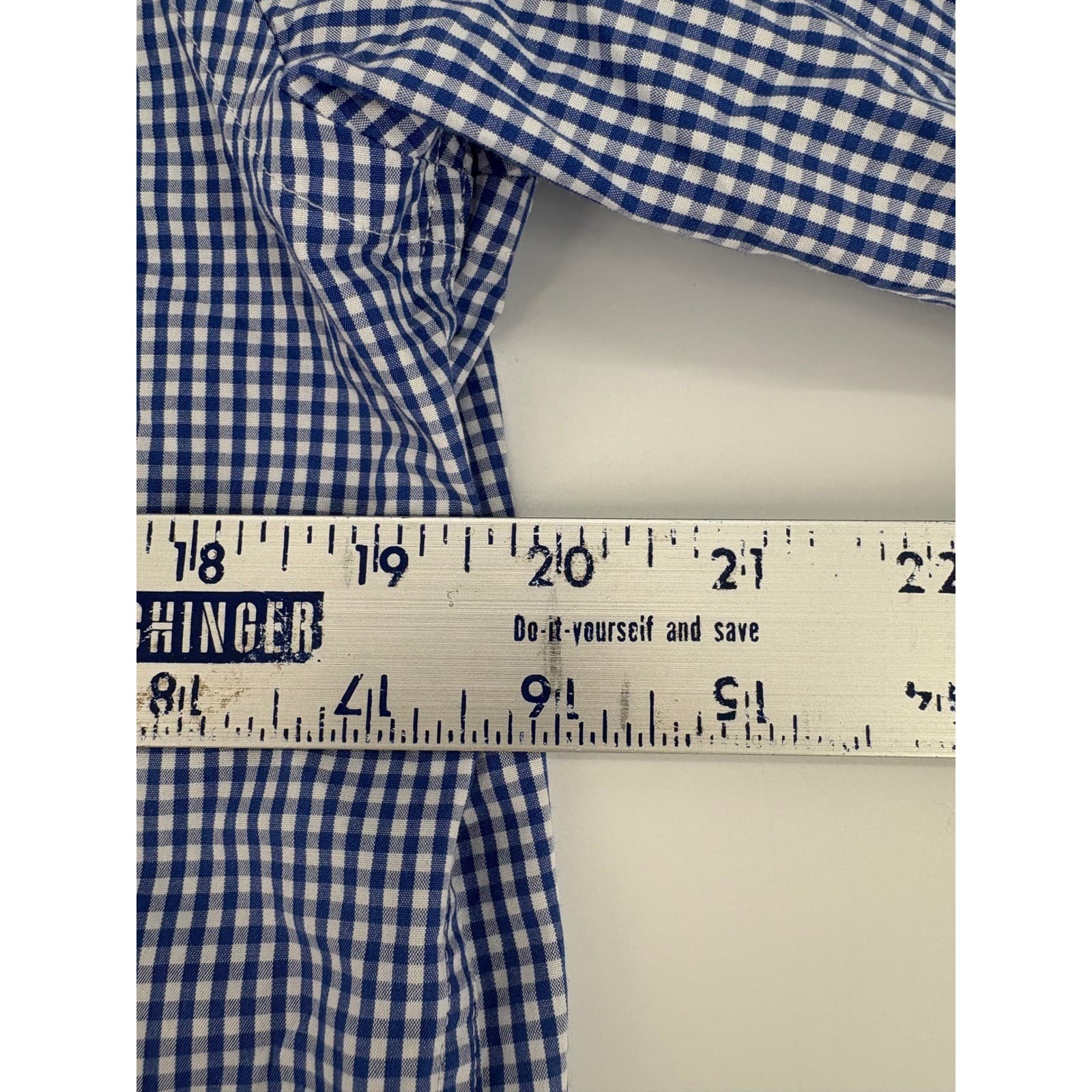 Charles Tyrwhitt Blue Gingham Check Extra Slim Fit Dress Shirt 16 1/2 33 - Thumbnail 5