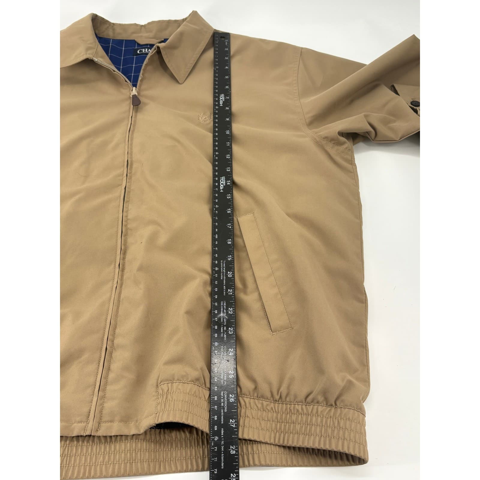 Chaps Harrington Jacket Mens XL Full Zip Tan Beige Plaid Lined Windbreaker Coat - Thumbnail 6