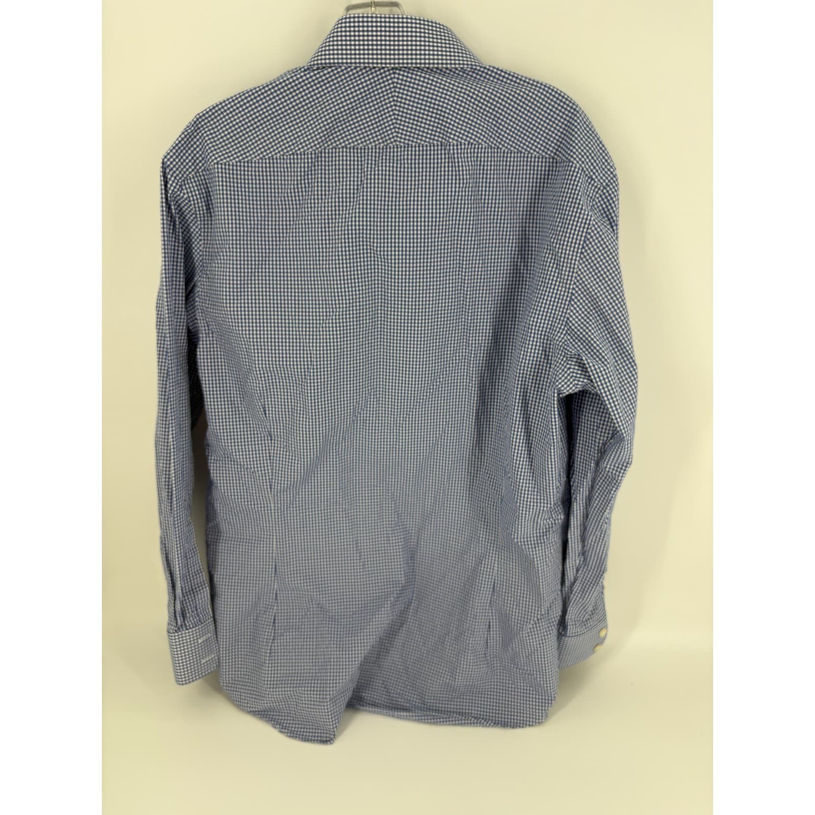 Charles Tyrwhitt Blue Gingham Check Extra Slim Fit Dress Shirt 16 1/2 33 - Thumbnail 3