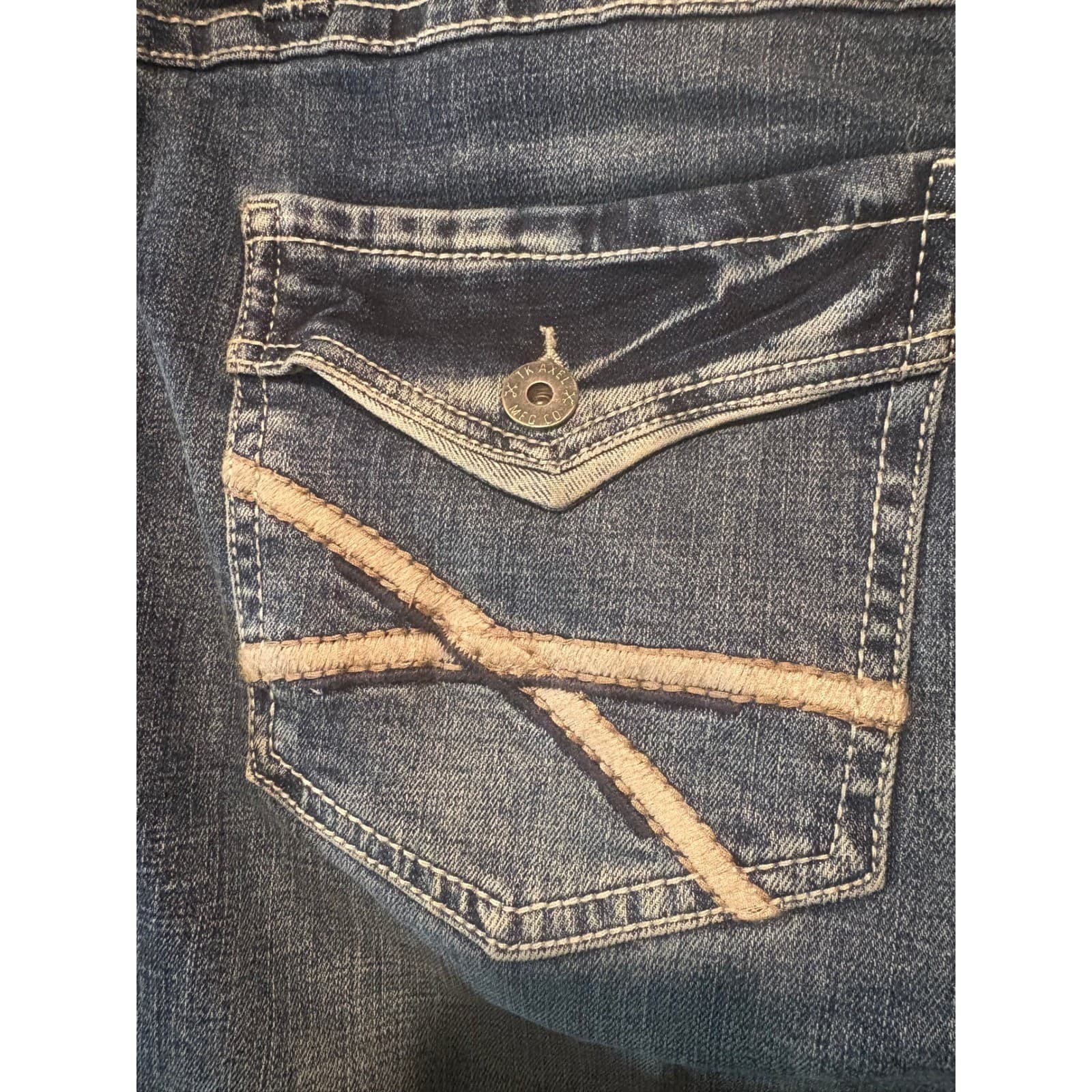 TK Axel Slim Boot Jeans Mens 38x30 Light Wash Denim Distressed Casual Pants - Thumbnail 13