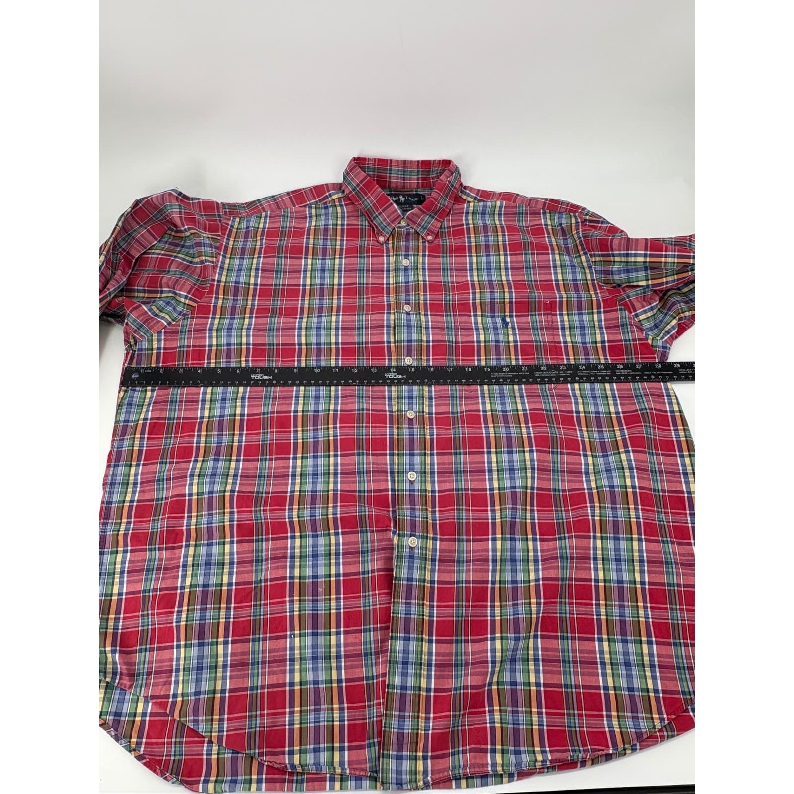 Ralph Lauren Blaire Mens XXL Button Down Shirt Red Plaid Long Sleeve Cotton - Thumbnail 5