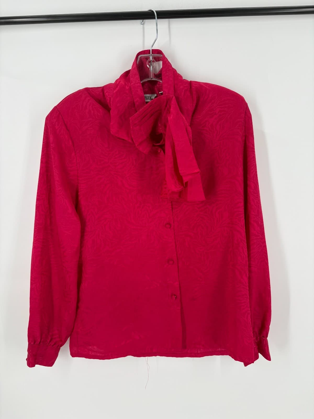 Vintage Worthington Bow Tie Blouse Pink Jacquard Women’s 8 Secretary Top