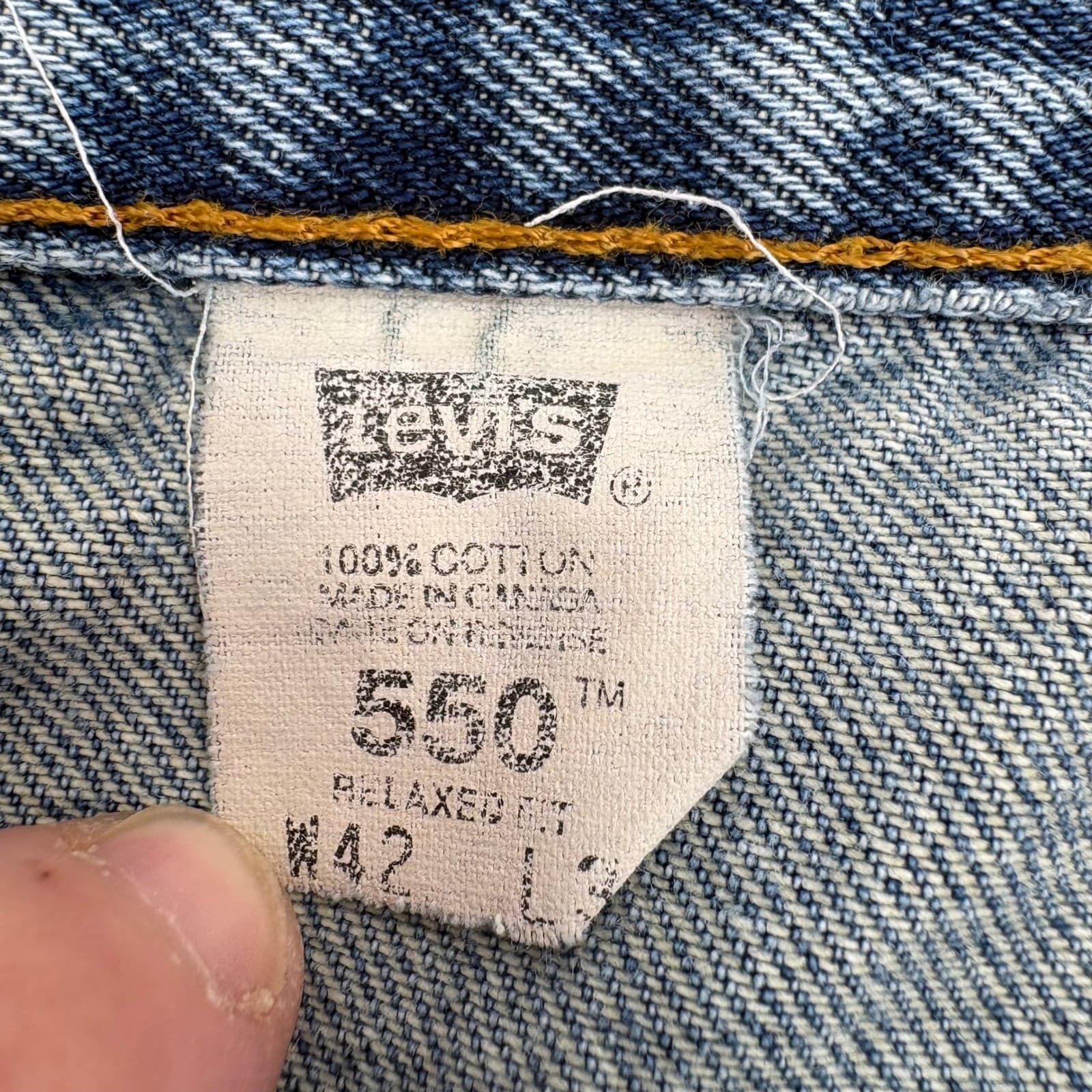 Levis 550 Relaxed Fit Vintage Jeans Mens 42x30 Blue Denim Pants - Thumbnail 4