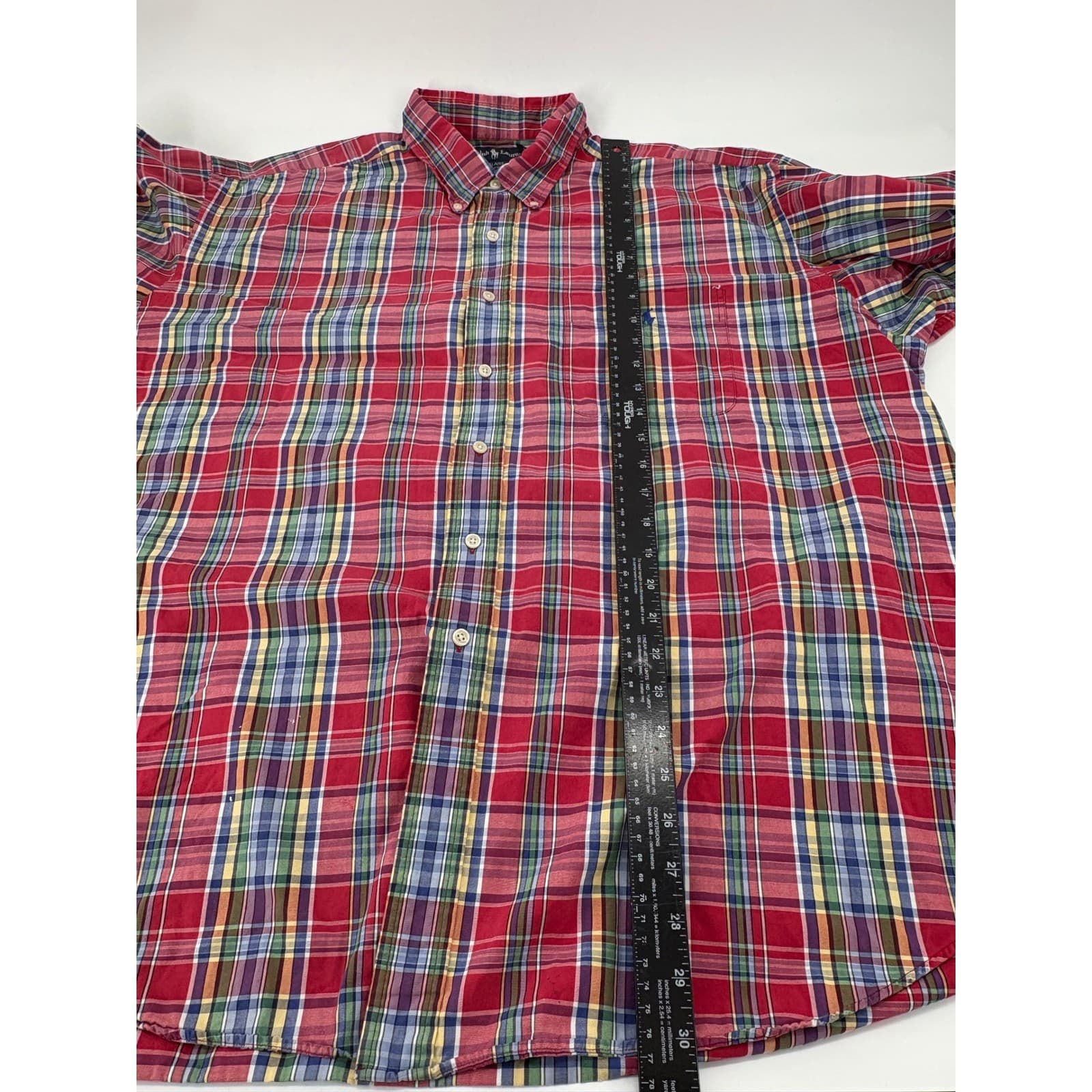 Ralph Lauren Blaire Mens XXL Button Down Shirt Red Plaid Long Sleeve Cotton - Thumbnail 6
