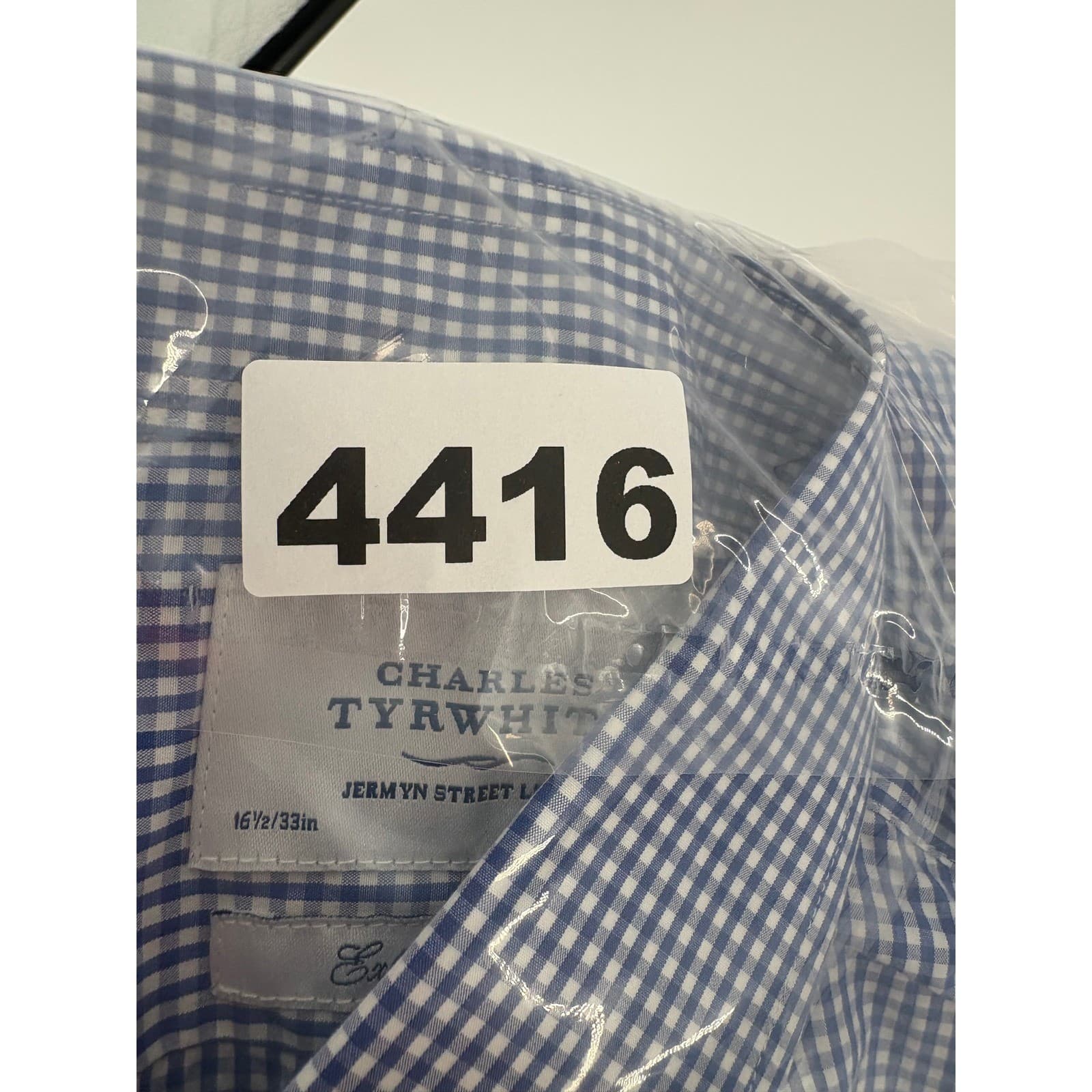 Charles Tyrwhitt Blue Gingham Check Extra Slim Fit Dress Shirt 16 1/2 33 - Thumbnail 7