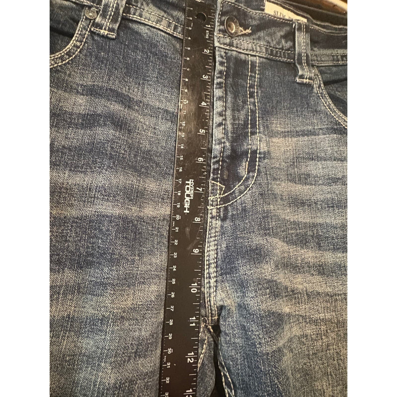 TK Axel Slim Boot Jeans Mens 38x30 Light Wash Denim Distressed Casual Pants - Thumbnail 7