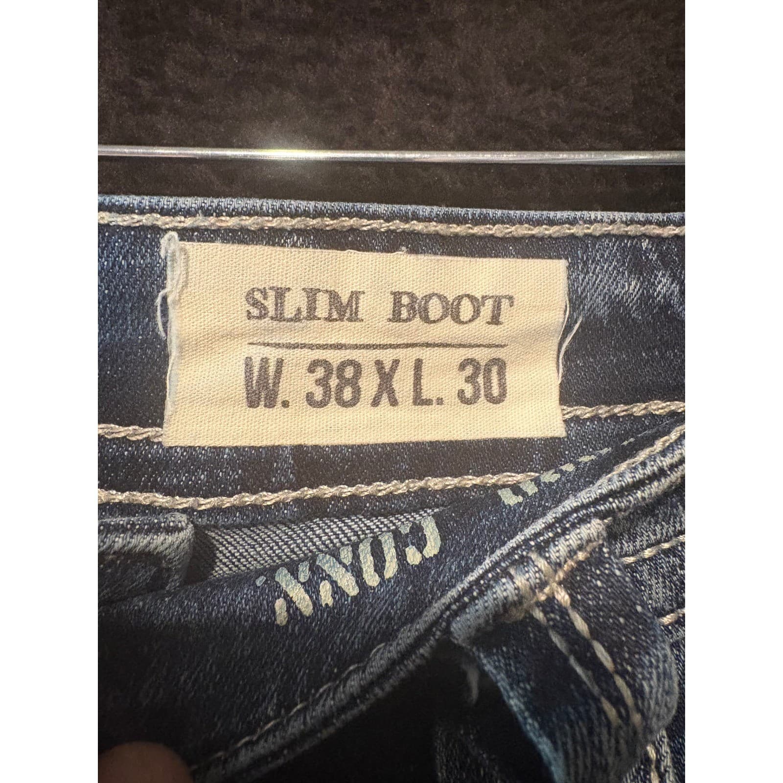 TK Axel Slim Boot Jeans Mens 38x30 Light Wash Denim Distressed Casual Pants - Thumbnail 2