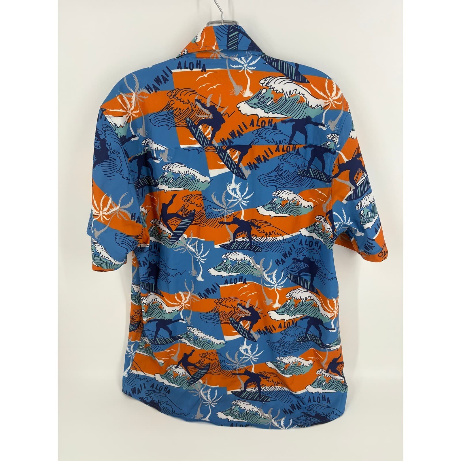 Dixxon Flannel Company Mens Aloha Shirt Surfer Wave Graphic Blue Orange M - Thumbnail 3