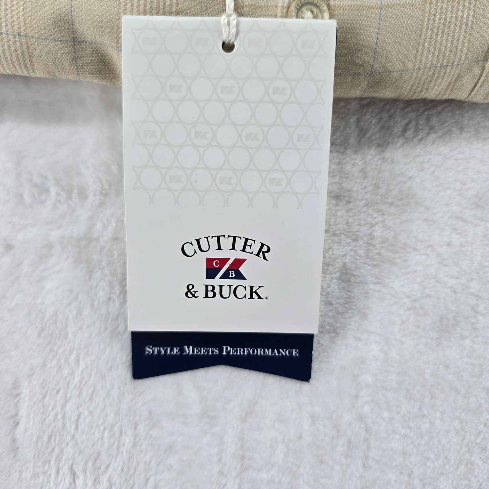 Cutter & Buck Button Down Mens XXL Shirt Camel Plaid MCW09203 Performance New - Thumbnail 3