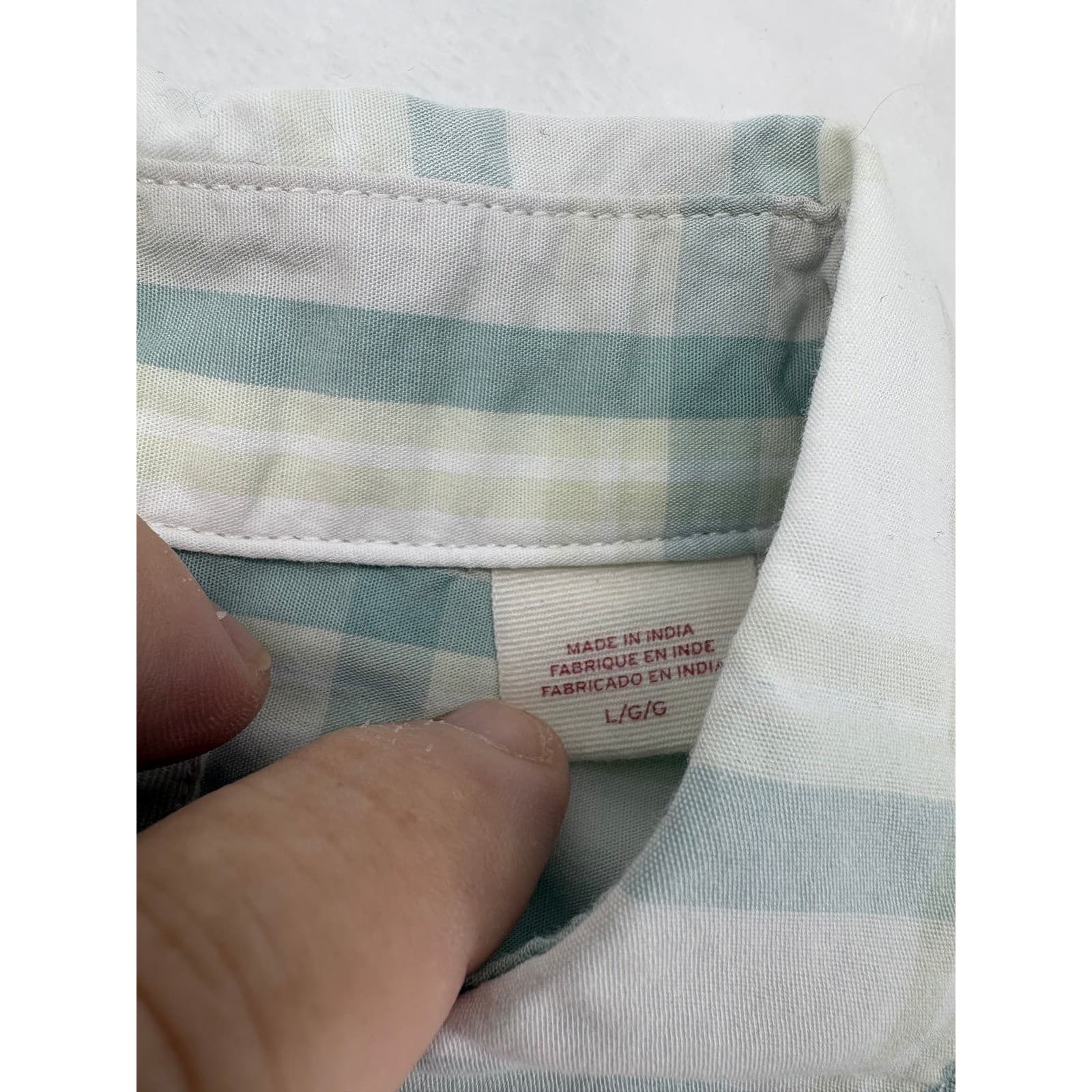 Levi's Button Down Mens Large Shirt Green White Plaid Short Sleeve Standard Fit - Thumbnail 3