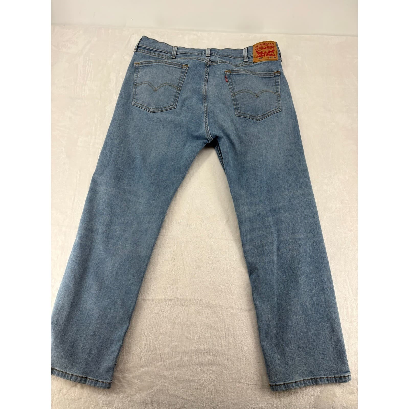 Levi's 506 Jeans Men's 38x30 Straight Fit Blue Light Wash Denim - Thumbnail 6
