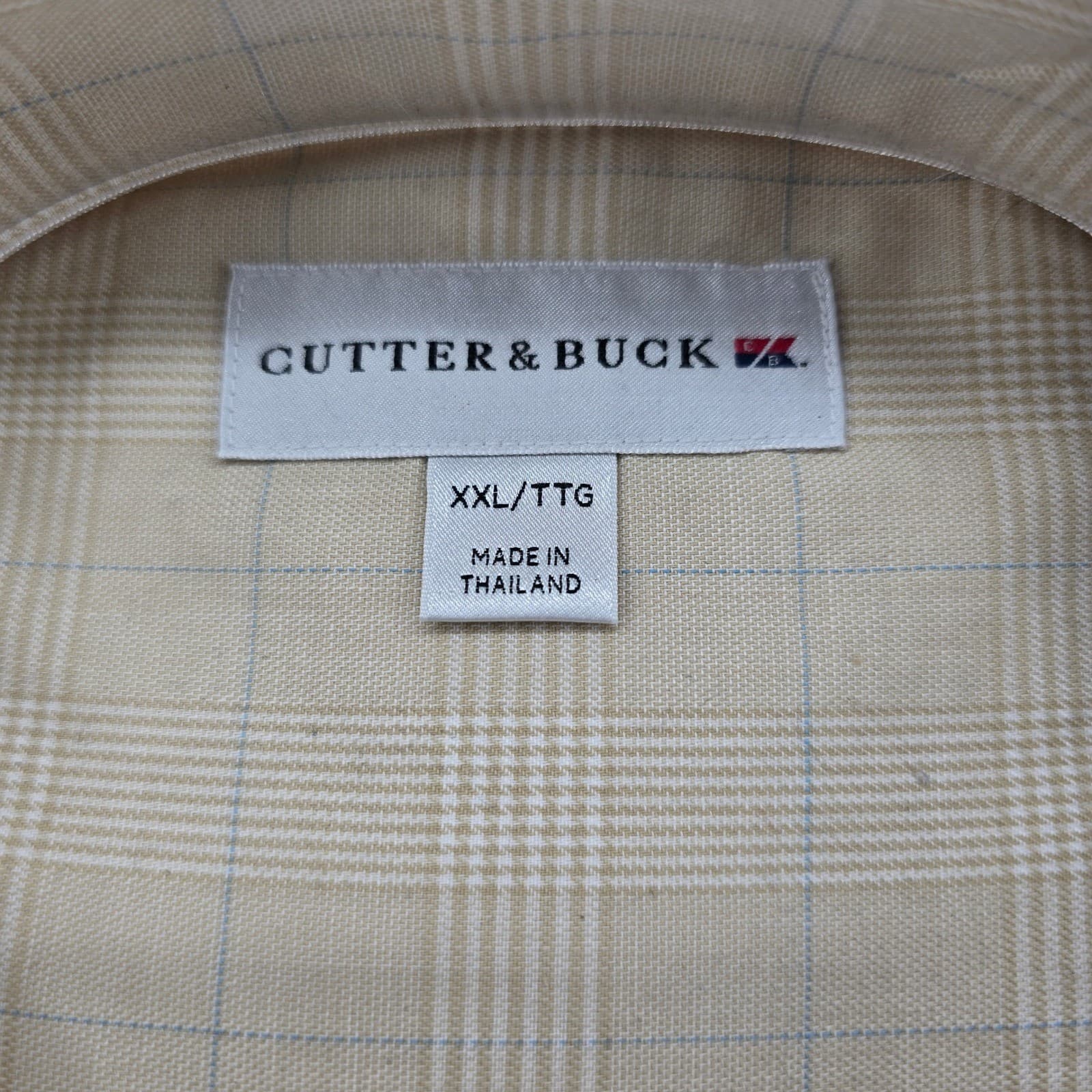 Cutter & Buck Button Down Mens XXL Shirt Camel Plaid MCW09203 Performance New - Thumbnail 2