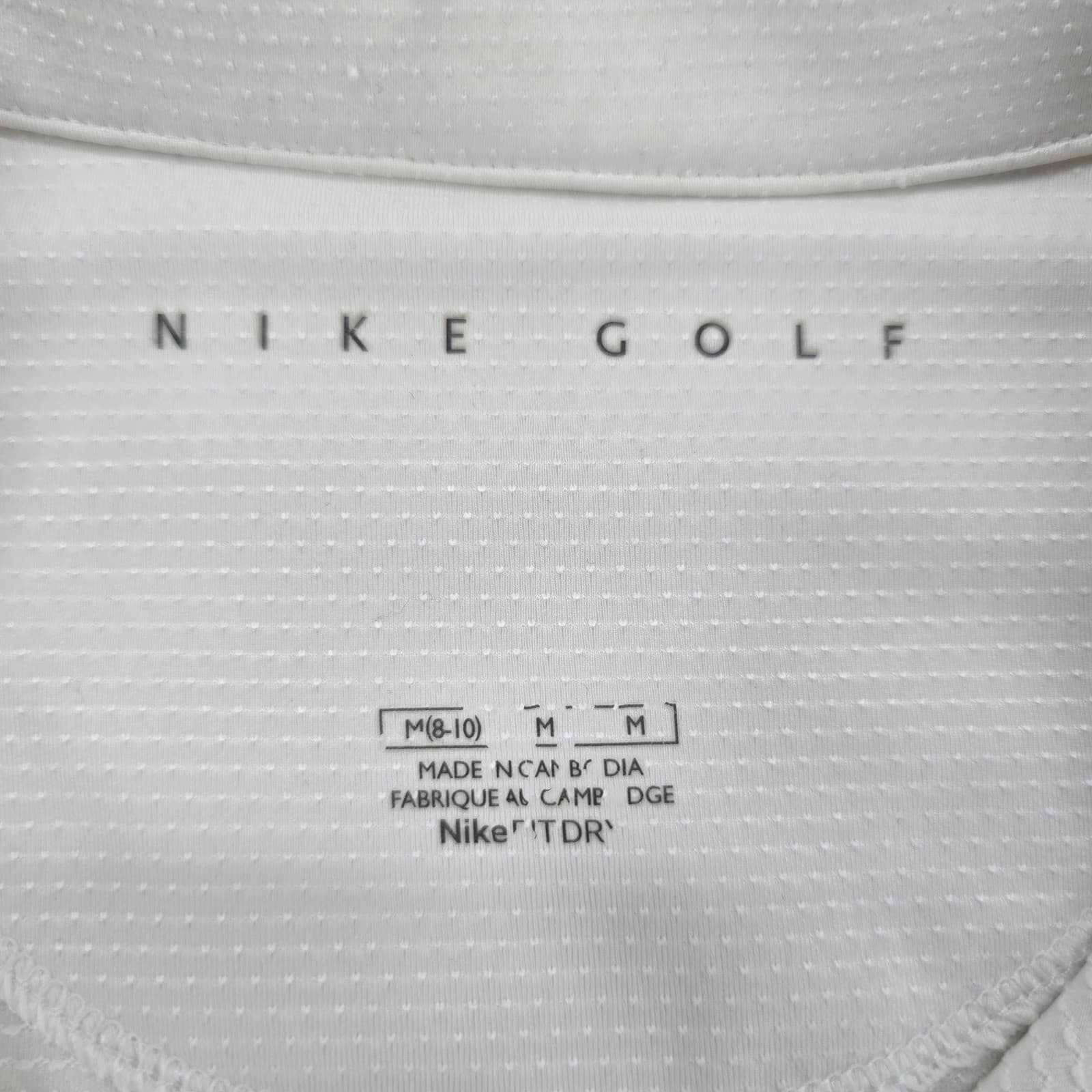 Nike Golf Polo Shirt Mens M Short Sleeve White Black Polka Dot Dri-FIT - Thumbnail 2