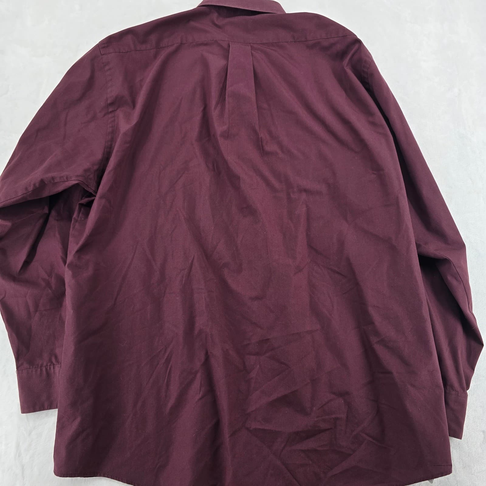 Van Heusen Dress Shirt Mens 17 34/35 Button Down Maroon Poplin Long Sleeve - Thumbnail 7