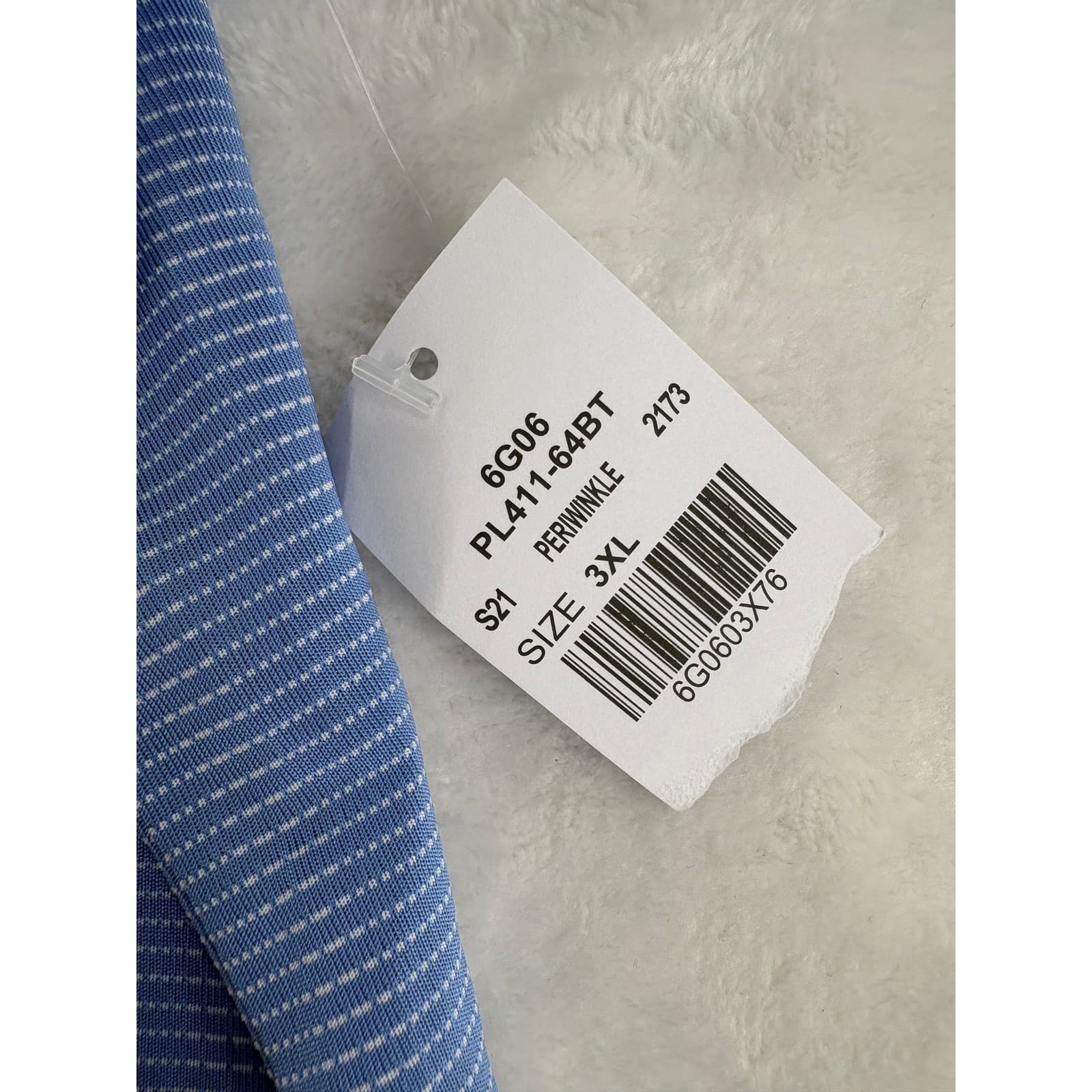 Kilburne + Finch Polo Mens 3XL Shirt Periwinkle Blue Striped Moisture Wicking - Thumbnail 5