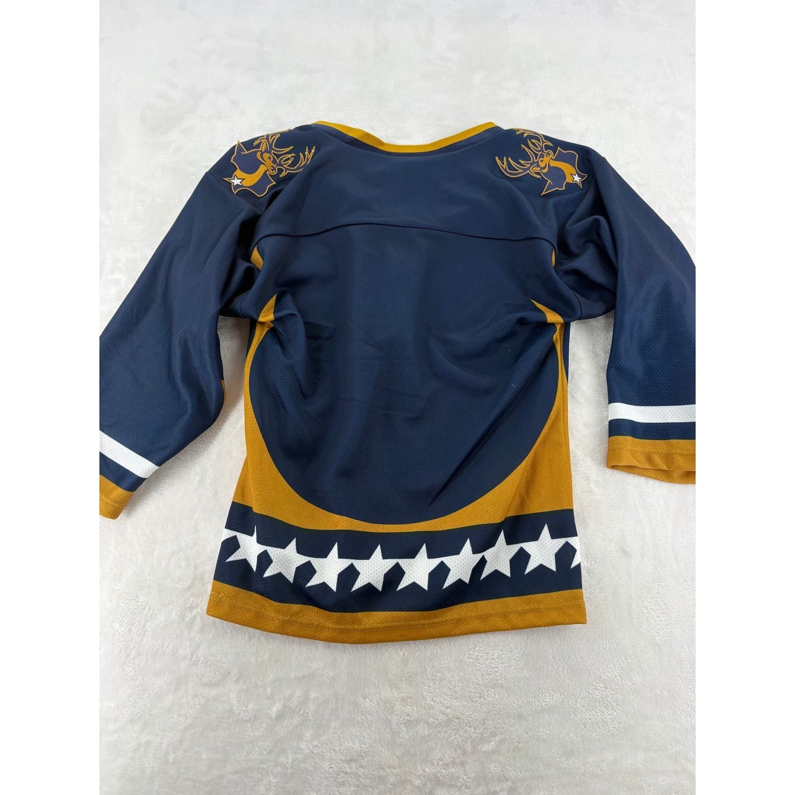 OT Sports Laredo Bucks Kids Youth Small Hockey Jersey Navy Blue Gold CHL Hockey - Thumbnail 8