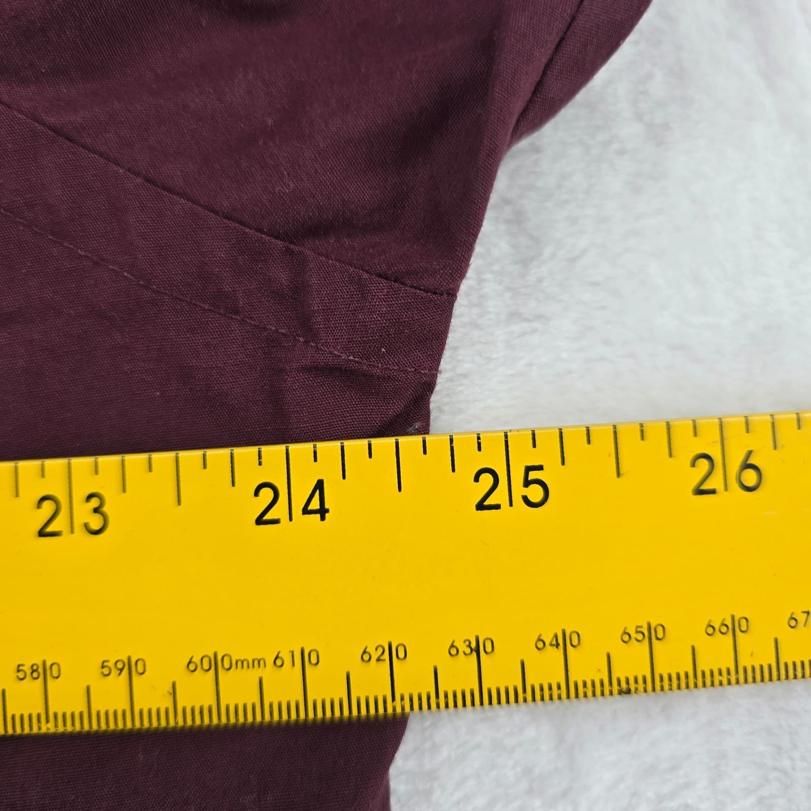 Van Heusen Dress Shirt Mens 17 34/35 Button Down Maroon Poplin Long Sleeve - Thumbnail 5