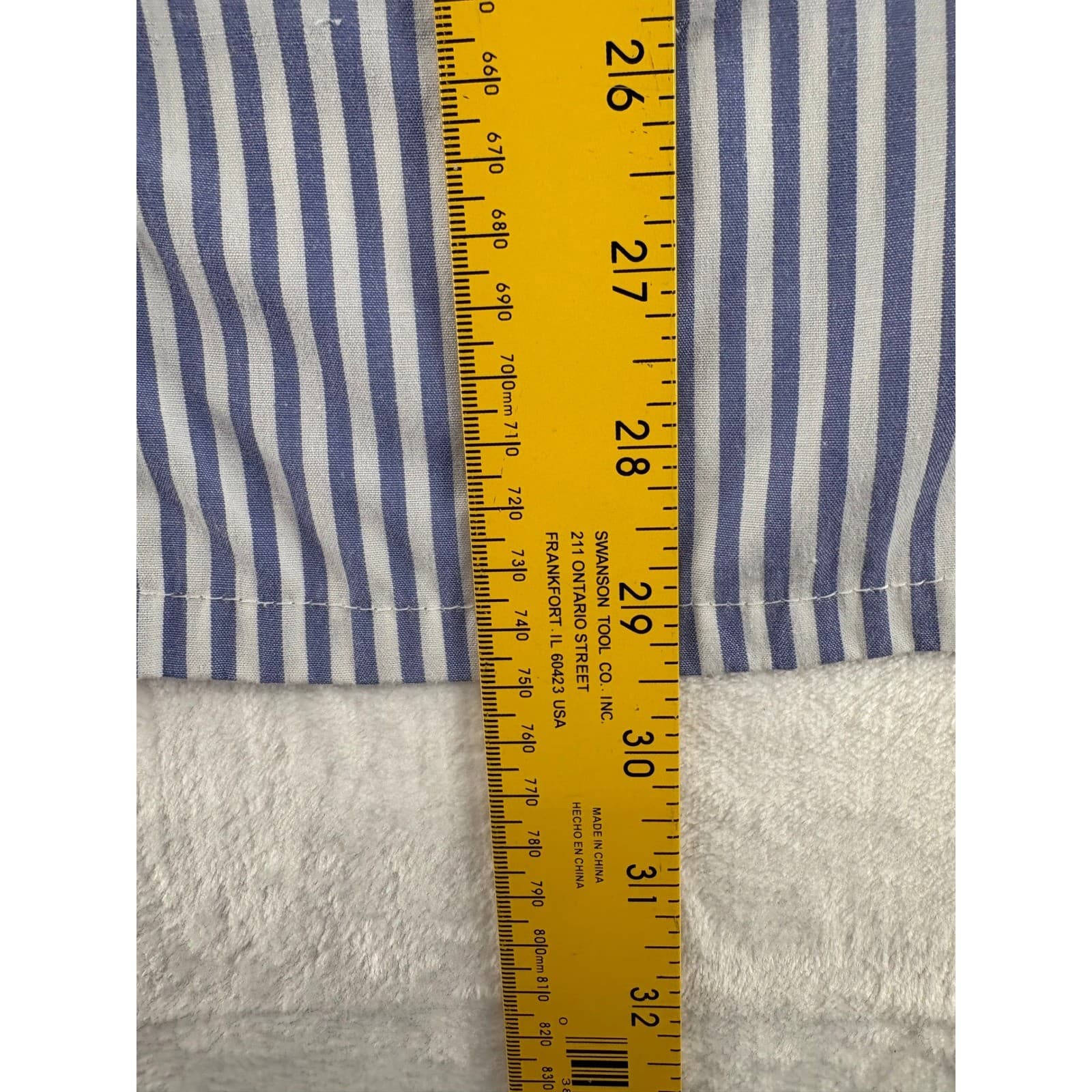 John Blair Shirt Mens M Button Down Blue White Striped Short Sleeve Epaulette - Thumbnail 4
