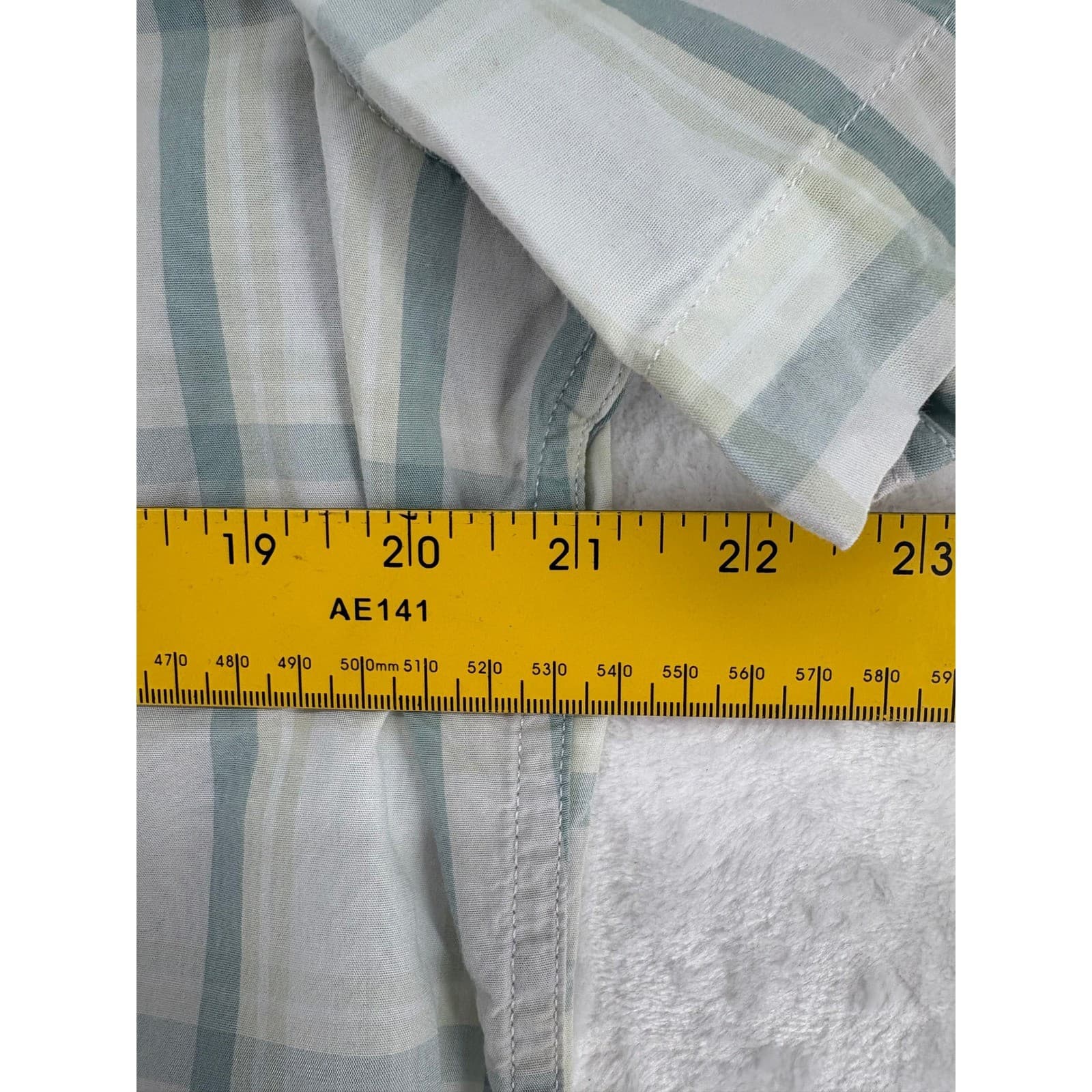 Levi's Button Down Mens Large Shirt Green White Plaid Short Sleeve Standard Fit - Thumbnail 4