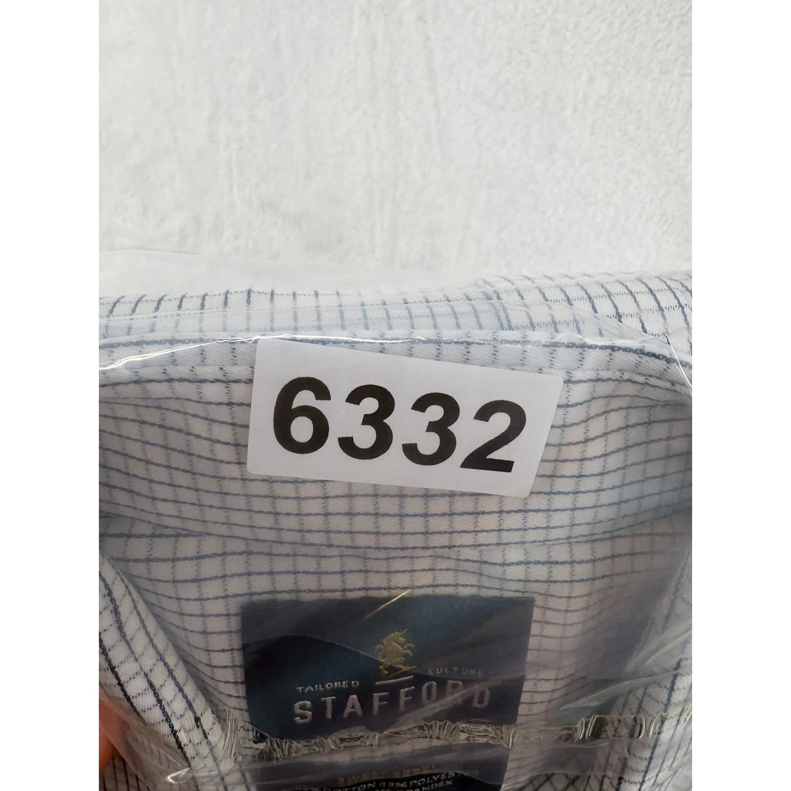 Stafford Button Down Mens M Shirt White Blue Check Tailored Culture Sweat Repel - Thumbnail 6