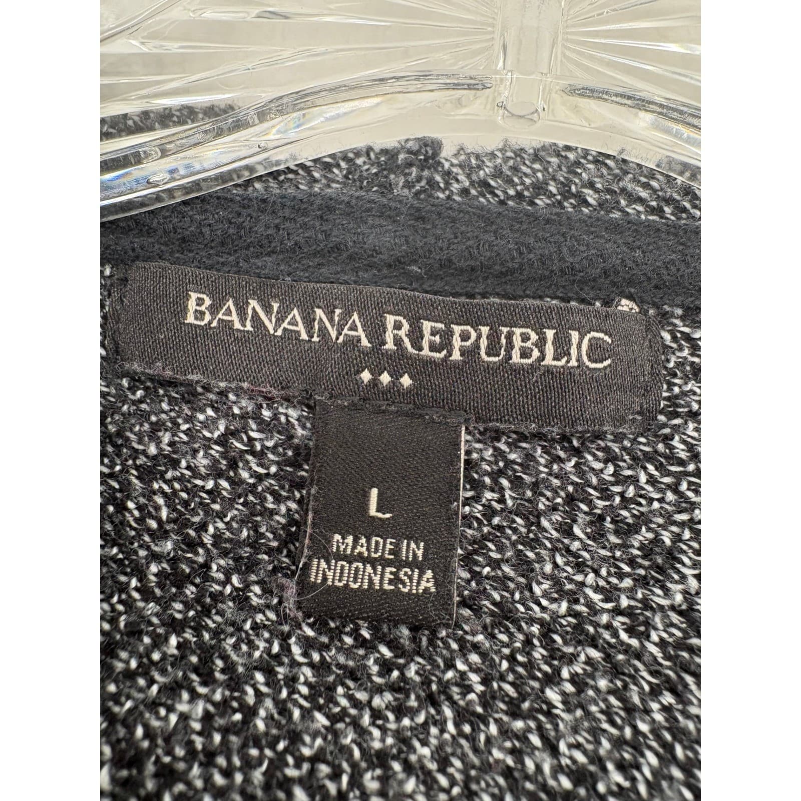 Banana Republic Hoodie Mens Size L Full Zip Jacket Gray Black Knit 659232-00 - Thumbnail 2