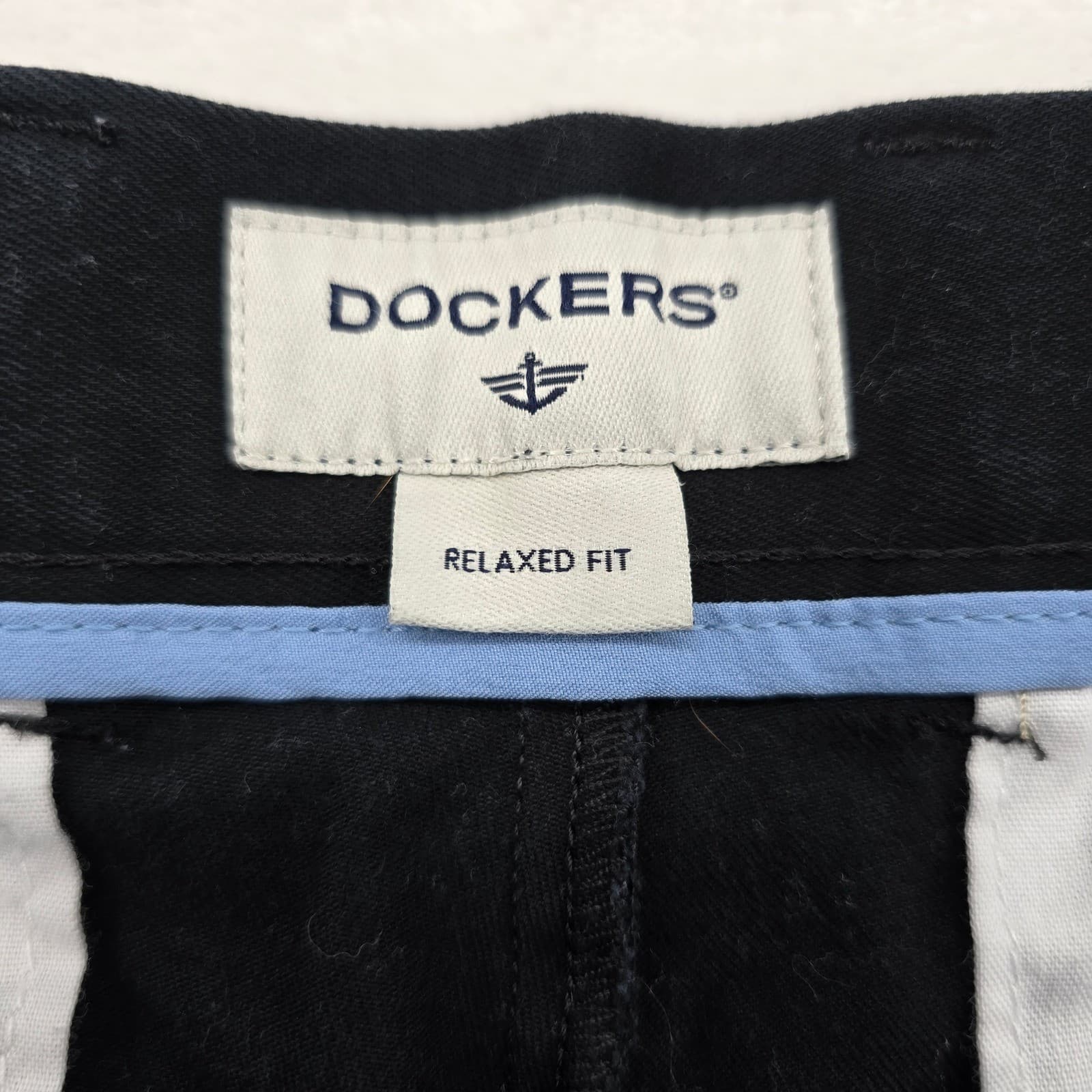 Dockers Chino Pants Mens 34x29 Relaxed Fit Black Cotton Stretch Casual - Thumbnail 2