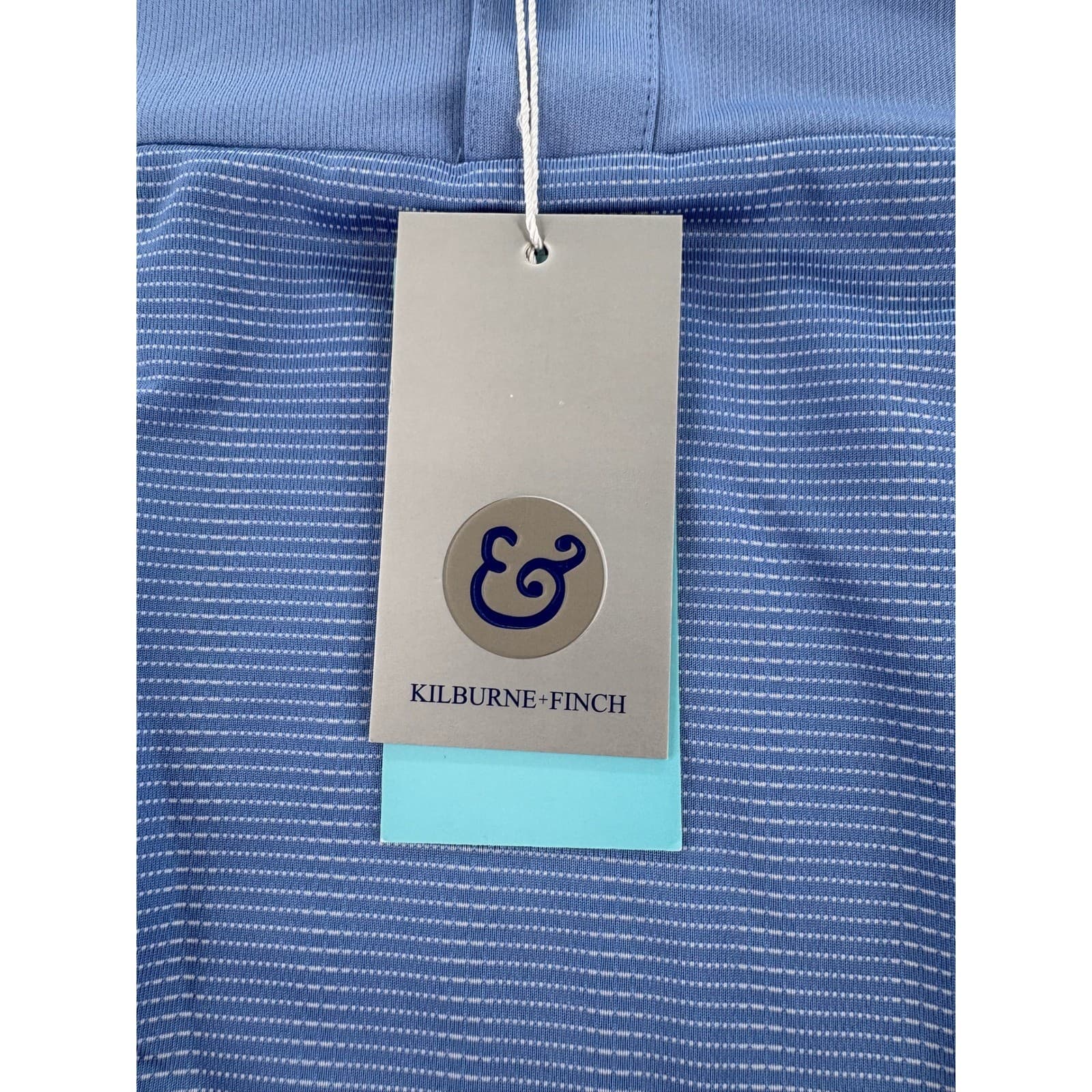 Kilburne + Finch Polo Mens 3XL Shirt Periwinkle Blue Striped Moisture Wicking - Thumbnail 3