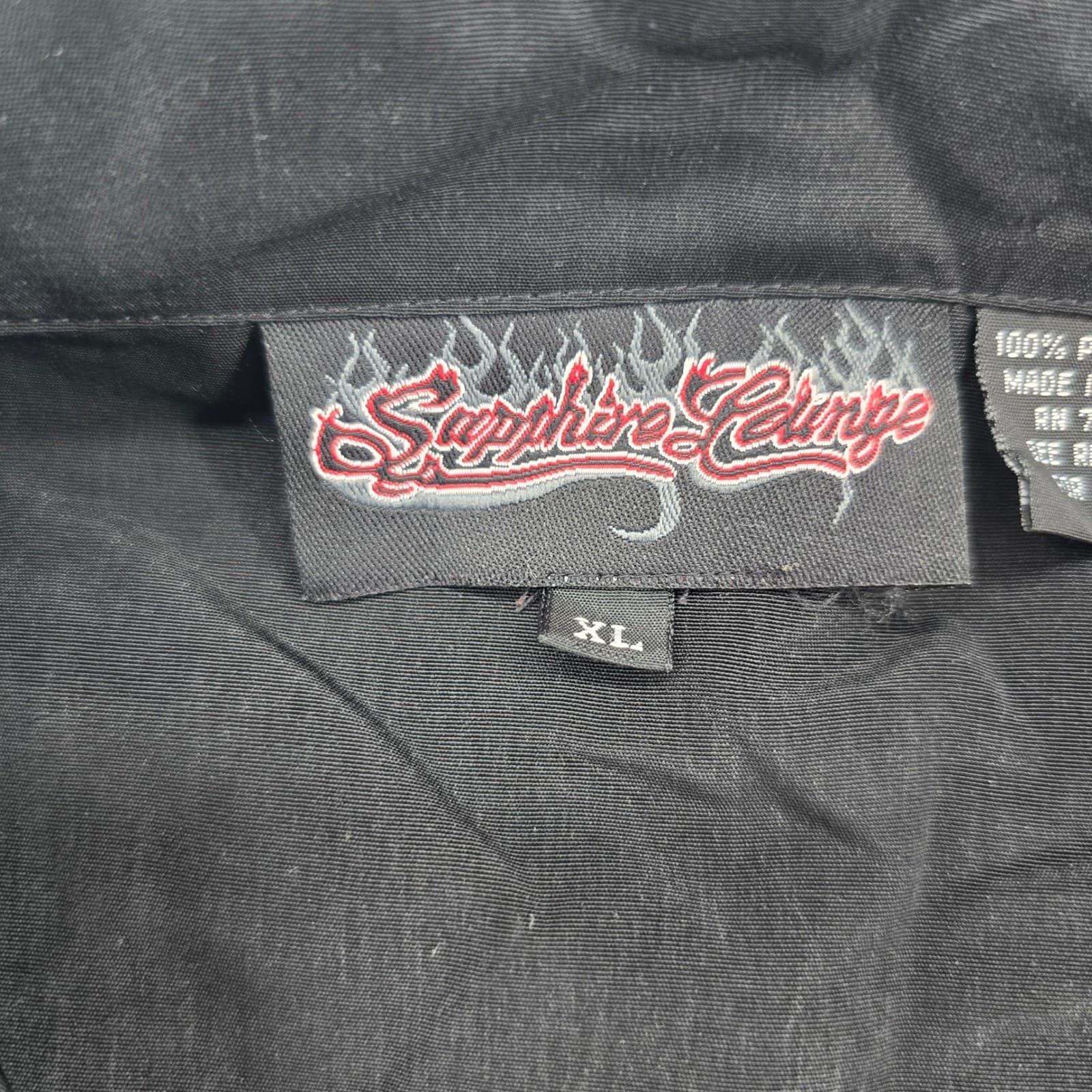 Sapphire Lounge Shirt Mens XL Button Down Black Ride Free Eagle Biker Graphic - Thumbnail 2