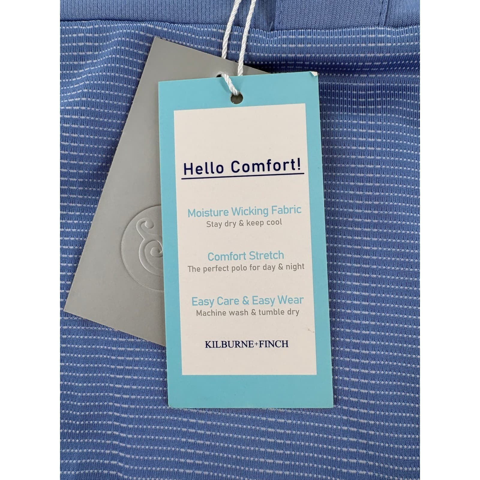 Kilburne + Finch Polo Mens 3XL Shirt Periwinkle Blue Striped Moisture Wicking - Thumbnail 4