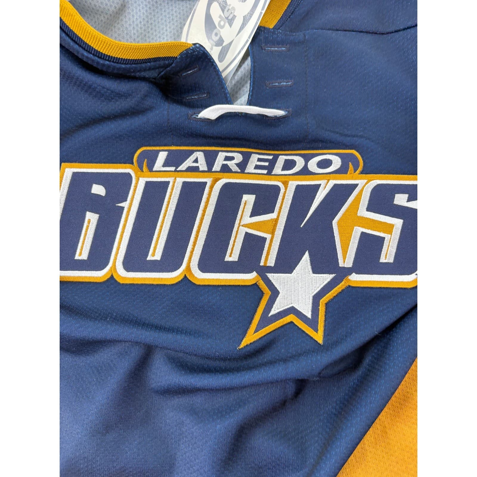 OT Sports Laredo Bucks Kids Youth Small Hockey Jersey Navy Blue Gold CHL Hockey - Thumbnail 6