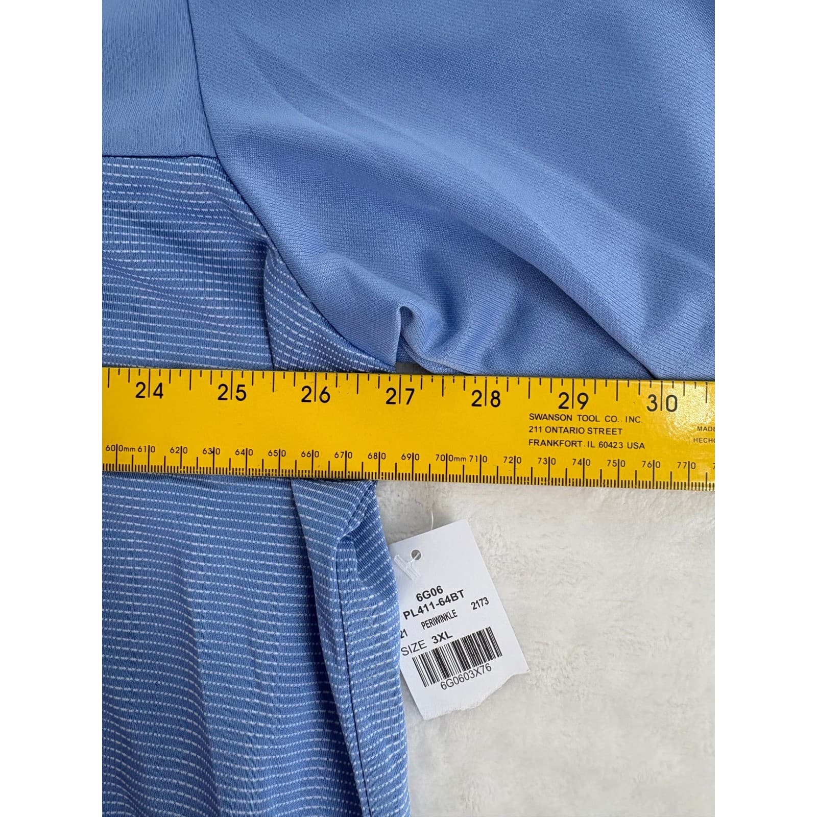 Kilburne + Finch Polo Mens 3XL Shirt Periwinkle Blue Striped Moisture Wicking - Thumbnail 6