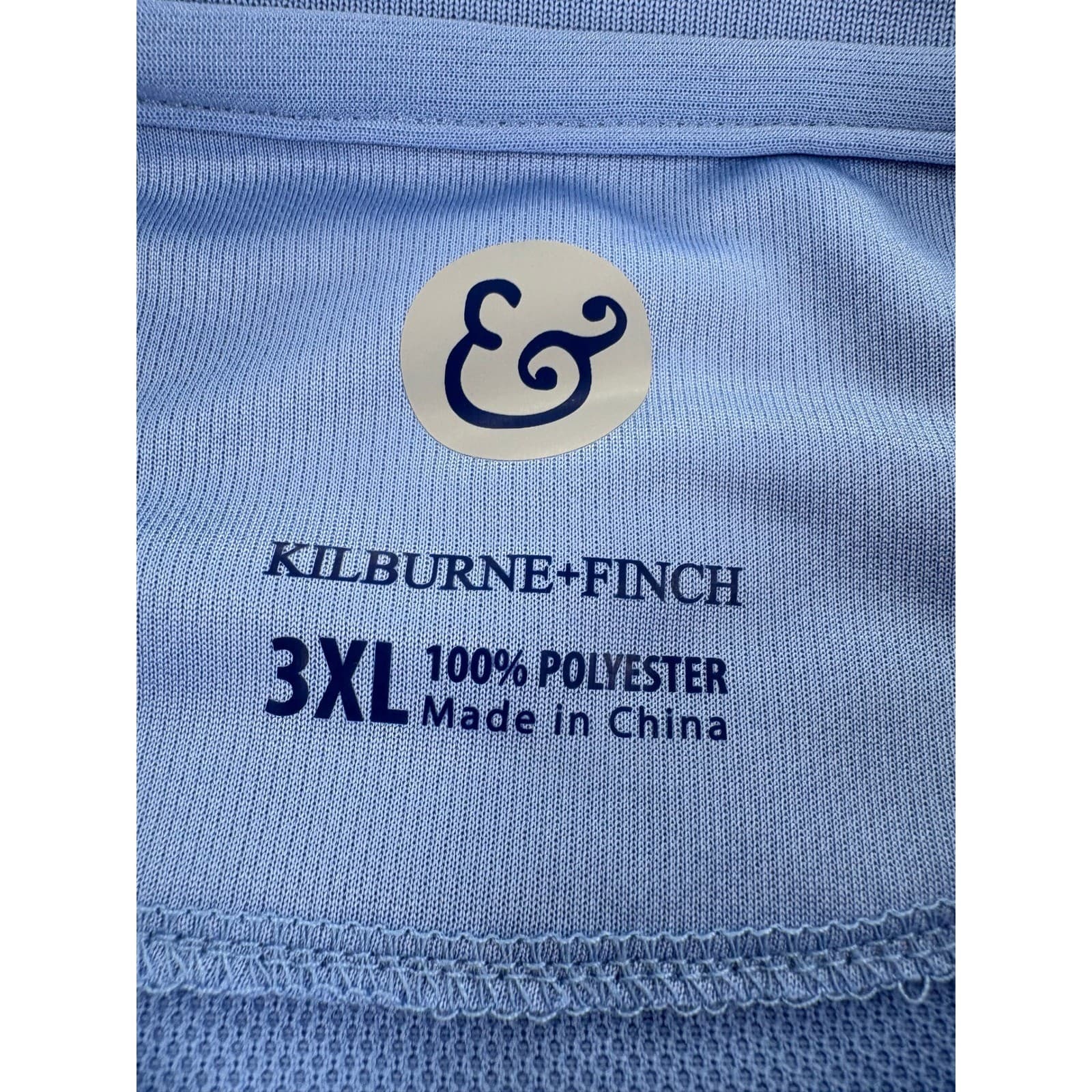 Kilburne + Finch Polo Mens 3XL Shirt Periwinkle Blue Striped Moisture Wicking - Thumbnail 2