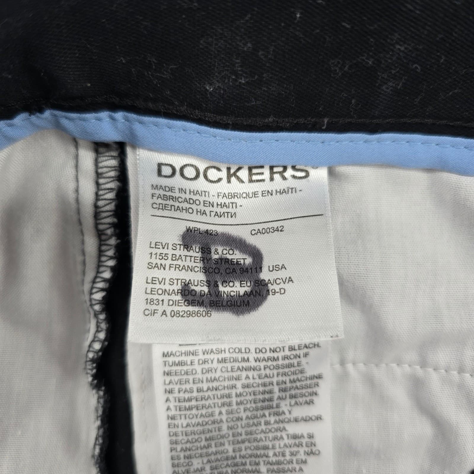 Dockers Chino Pants Mens 34x29 Relaxed Fit Black Cotton Stretch Casual - Thumbnail 3