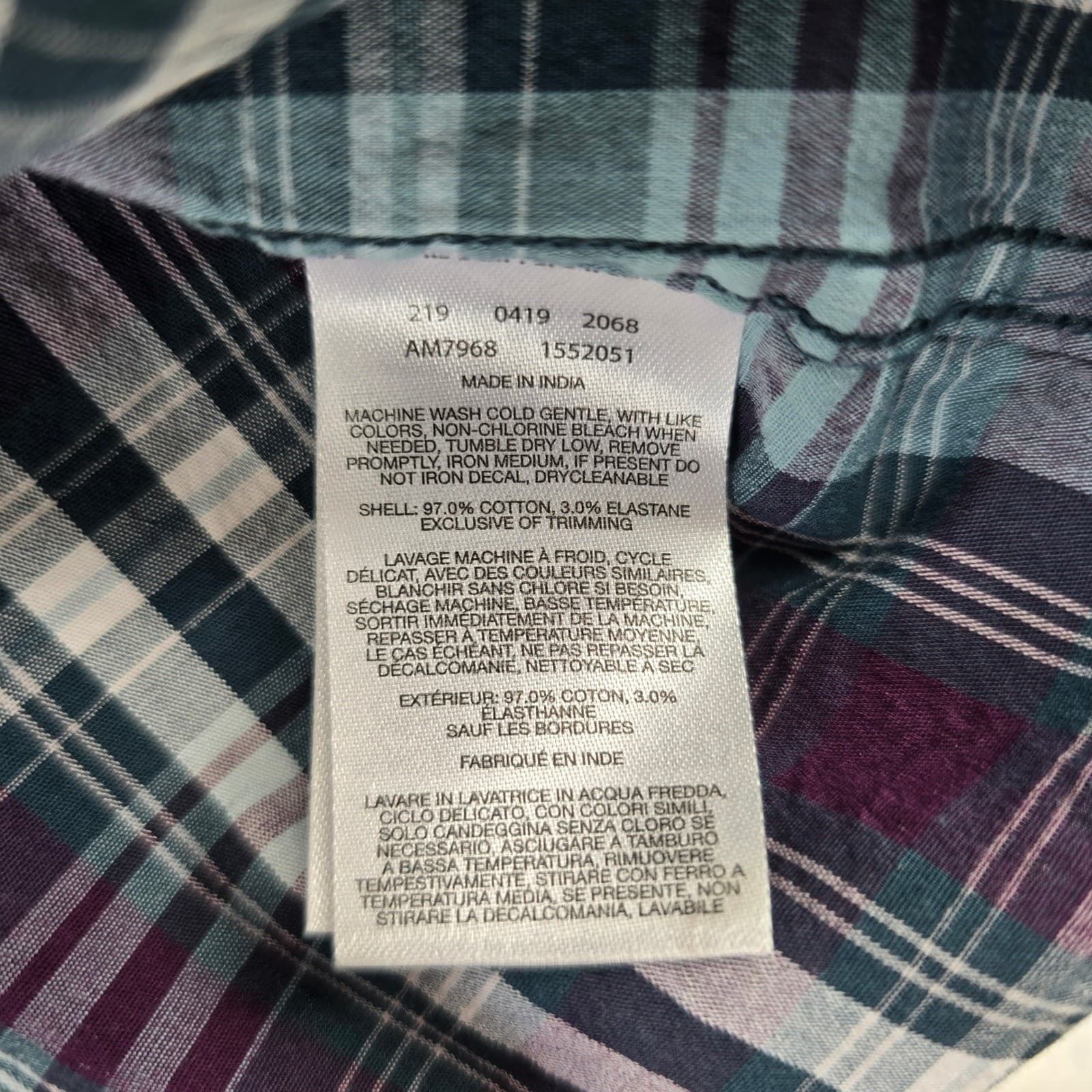 Columbia Button Down Mens XXL Shirt Purple Teal Plaid Long Sleeve AM7968 - Thumbnail 3