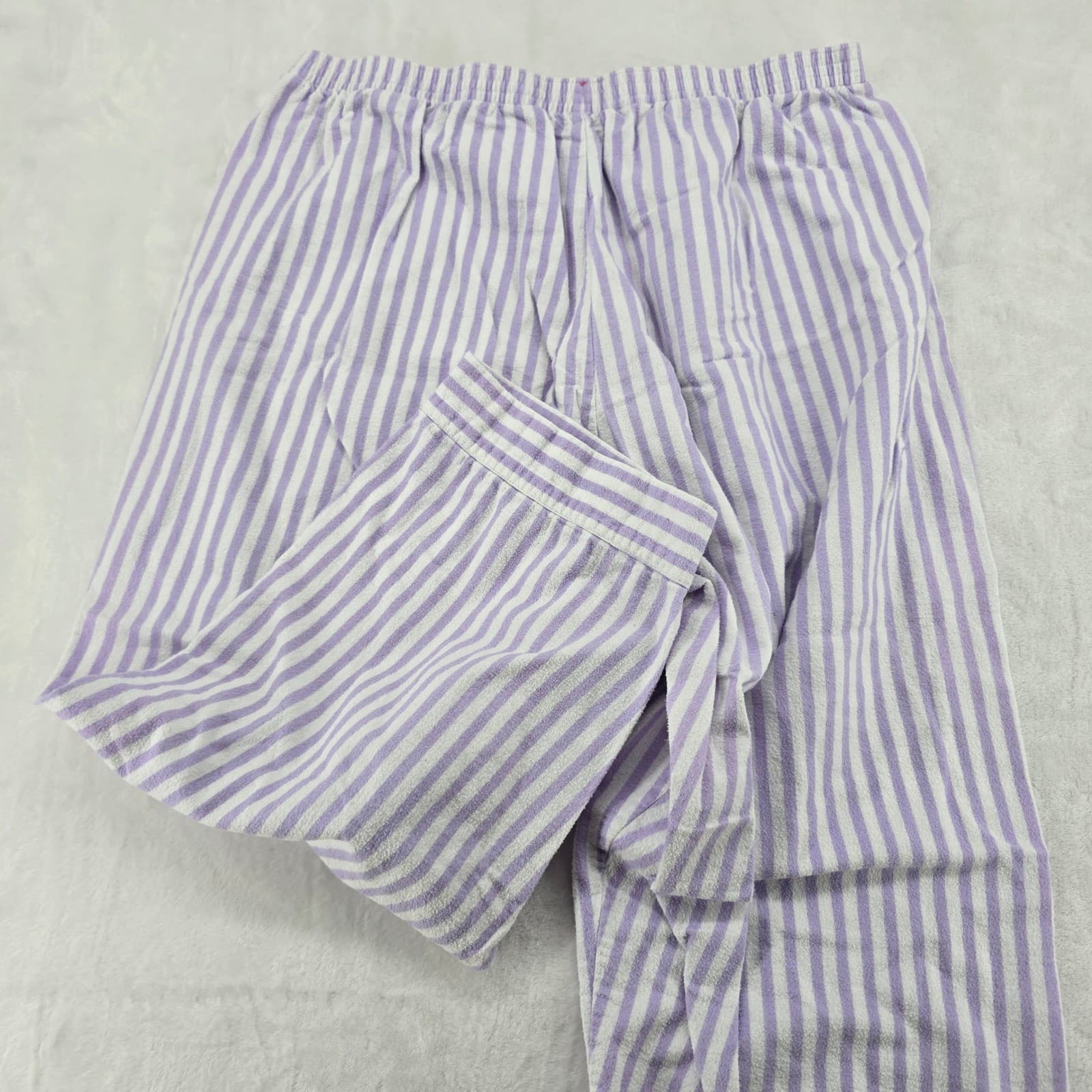 National Pajama Set Womens PXL Pajama Set Purple Stripe Cotton Flannel 17703 - Thumbnail 9