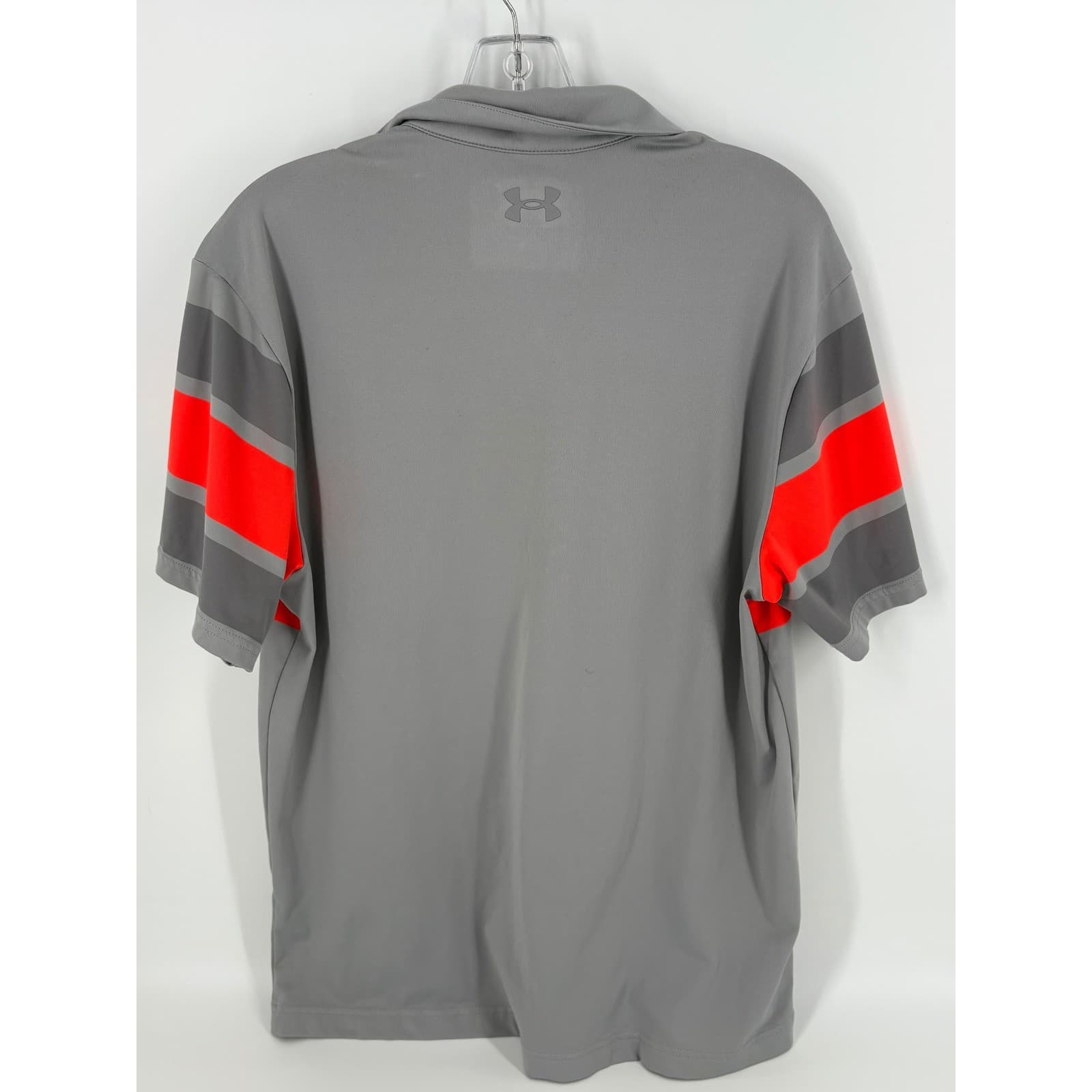 Under Armour Mens Playoff Polo Shirt Medium Gray Red Striped Golf - Thumbnail 4