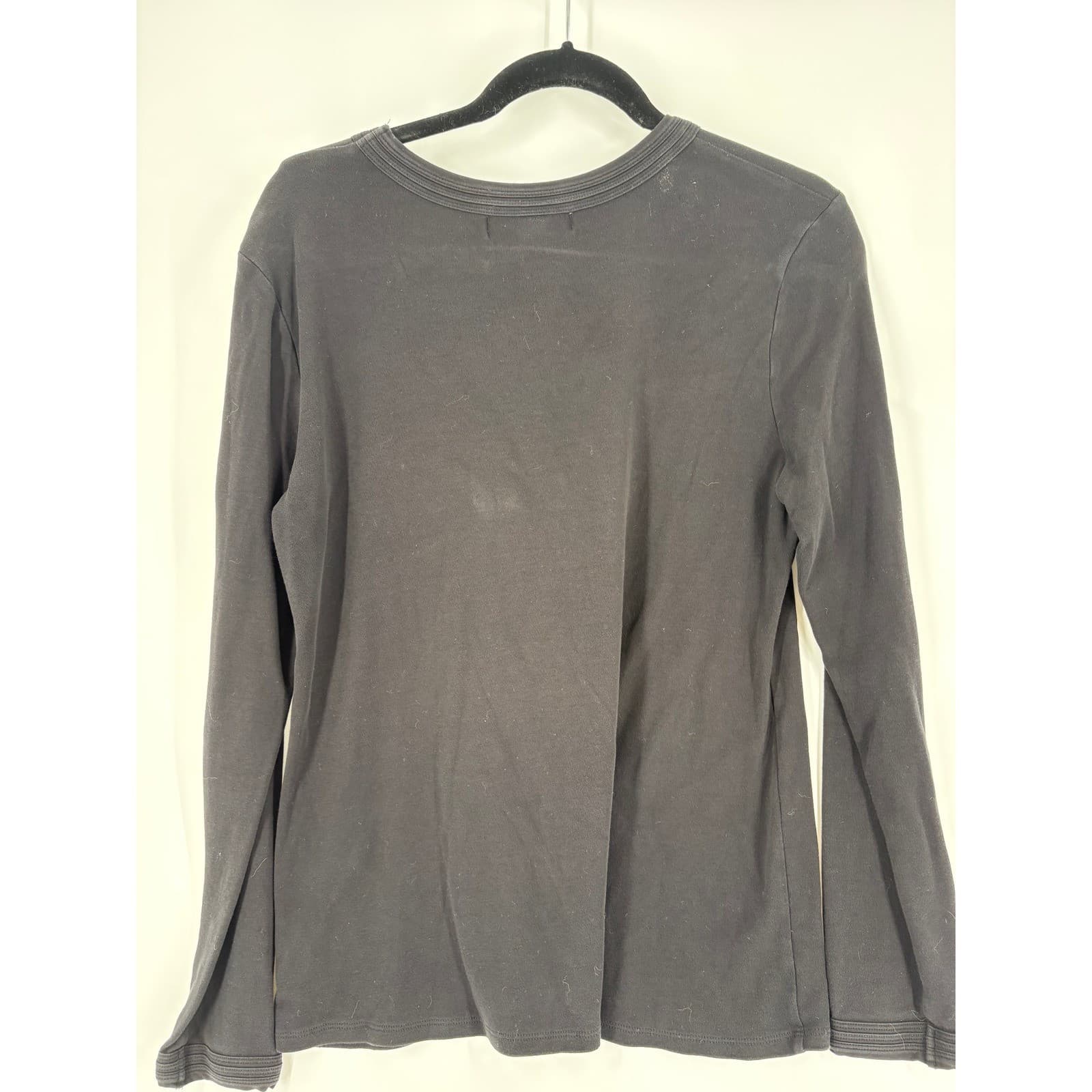 Central Park West New York Womens Long Sleeve Top Cotton Blend Gray XL - Thumbnail 2