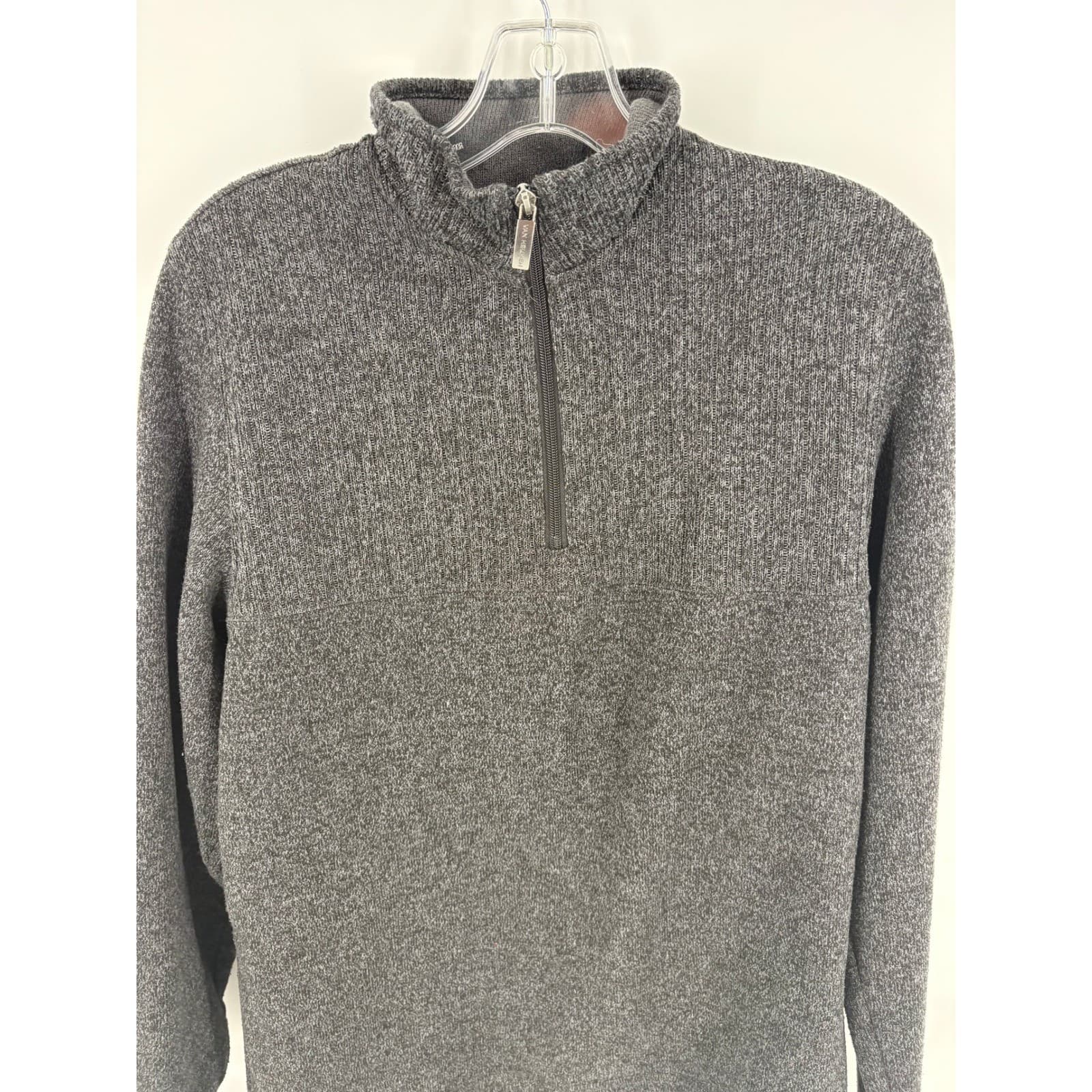 Van Heusen Flex Gray 1/4 Zip Pullover Sweater Men's Medium Casual - Thumbnail 5