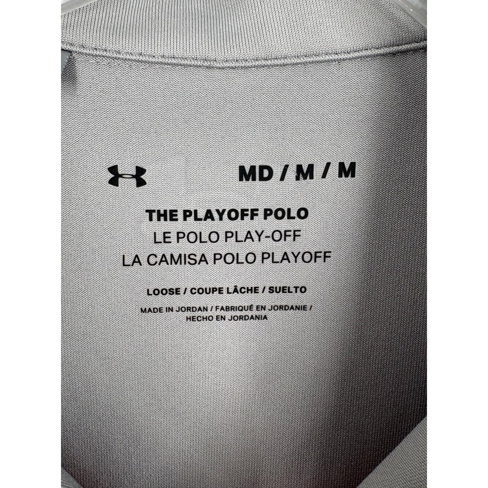 Under Armour Mens Playoff Polo Shirt Medium Gray Red Striped Golf - Thumbnail 2