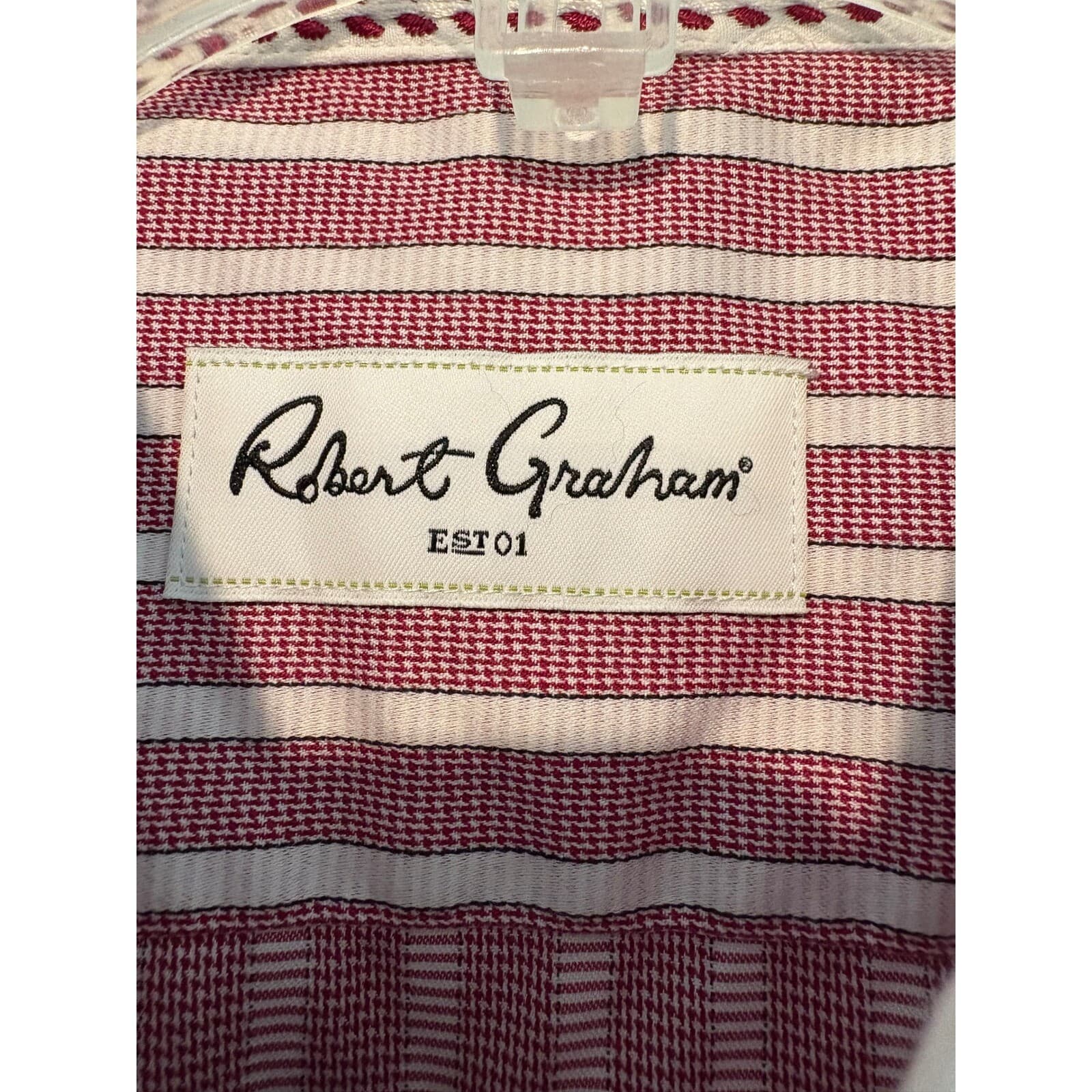 Robert Graham Striped Button Down Shirt Tailored Fit Long Sleeve Mens 39 - Thumbnail 2