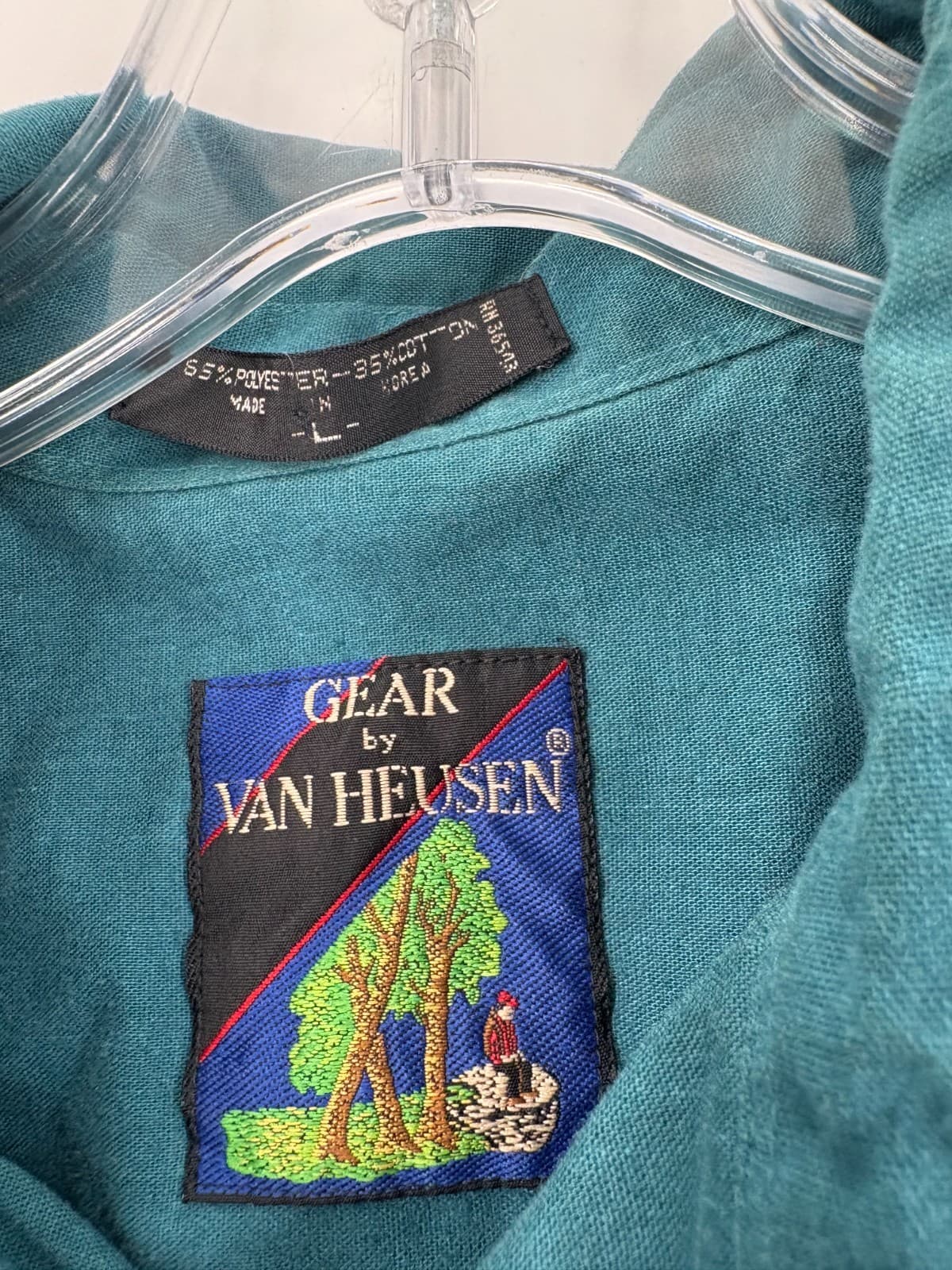 Gear by Van Heusen Vintage Outdoors Shirt Teal Button Front Long Sleeve L - Thumbnail 3