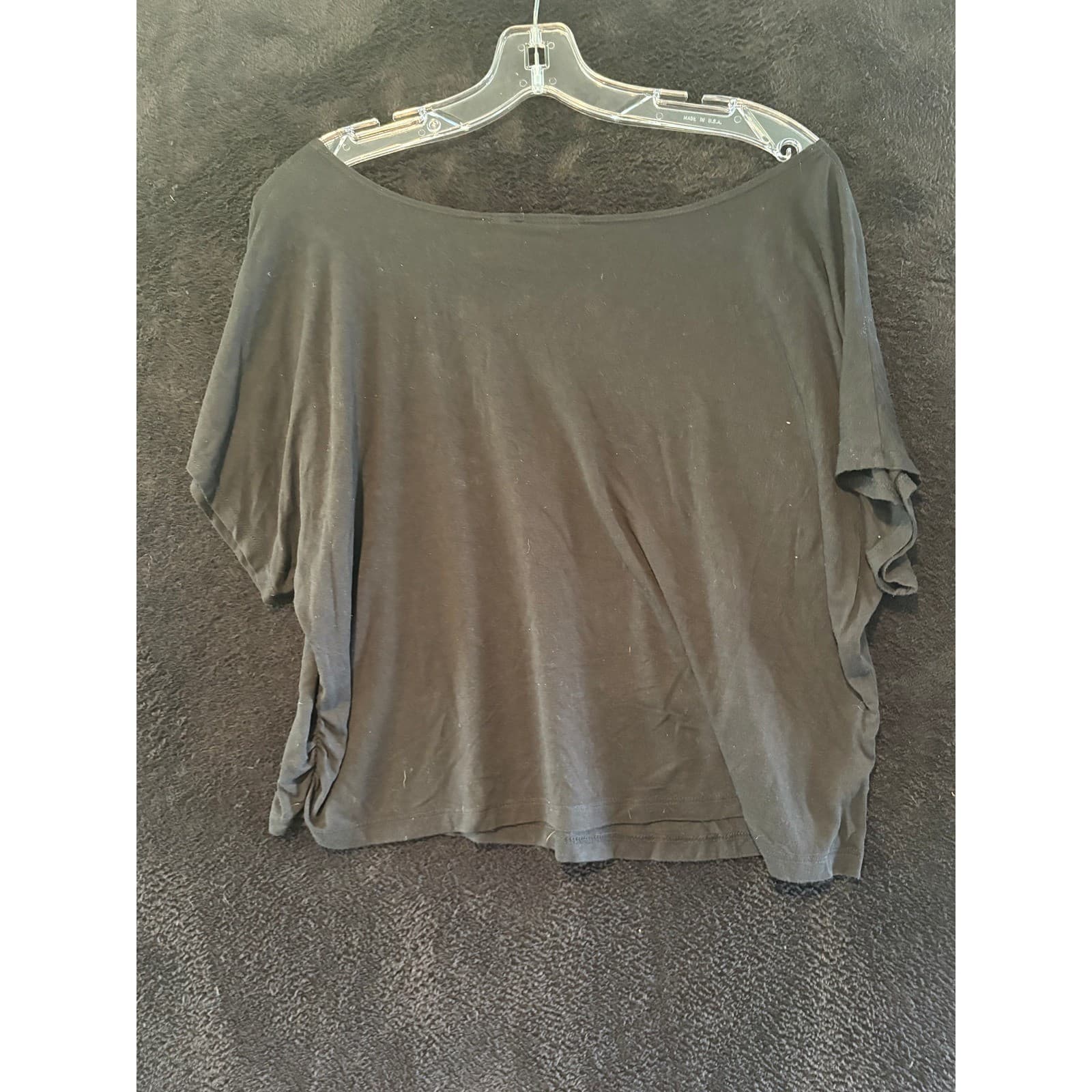 Zenergy Chico's Black T-Shirt Top Women's Size 2 Relaxed Fit Dolman Short Sleeve - Thumbnail 5
