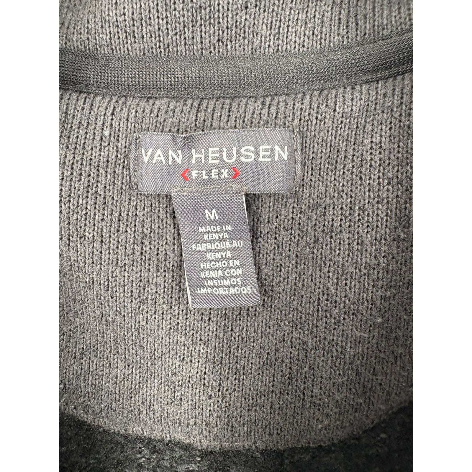 Van Heusen Flex Gray 1/4 Zip Pullover Sweater Men's Medium Casual - Thumbnail 2