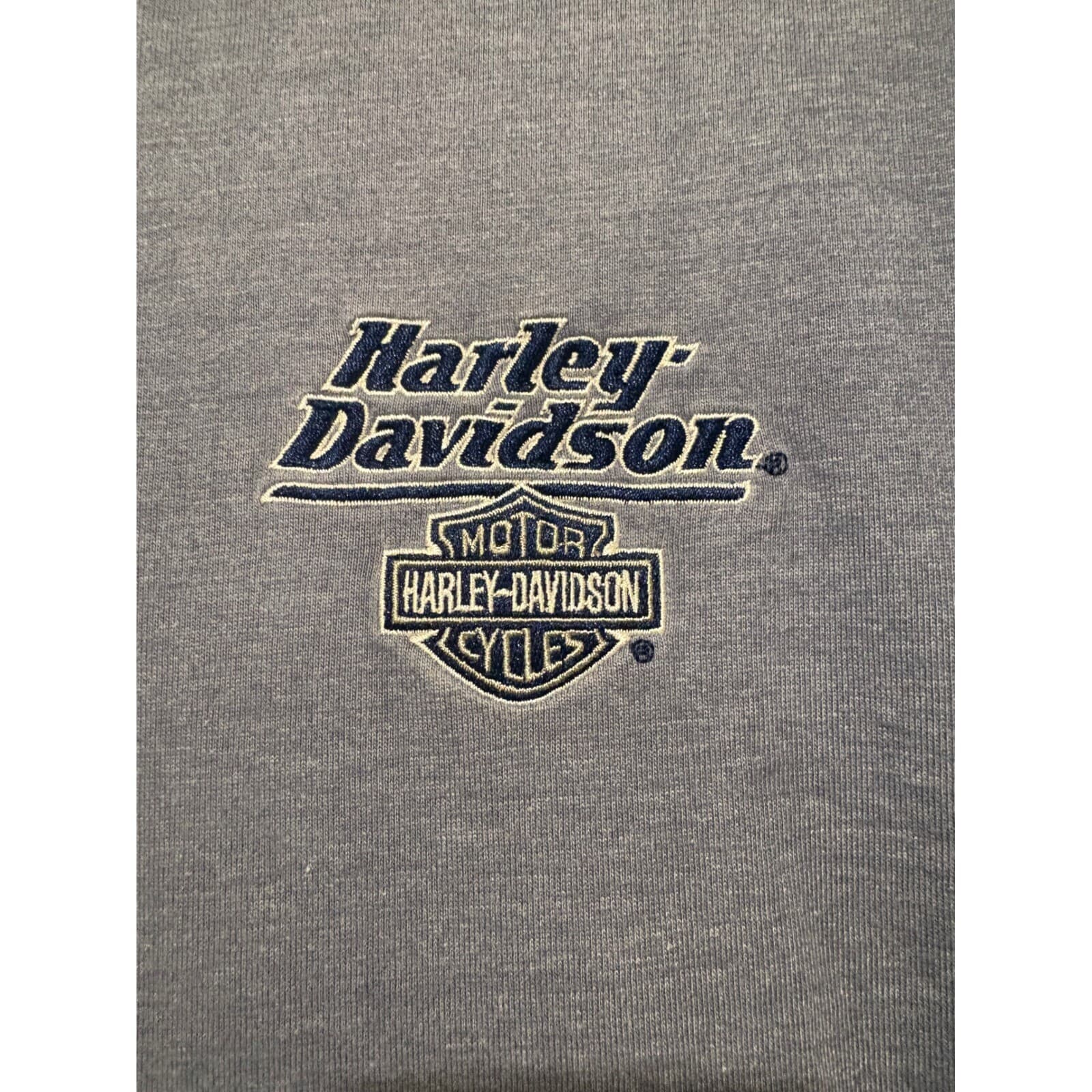 Harley-Davidson Henley Shirt Embroidered Logo Short Sleeve Top Size L - Thumbnail 2