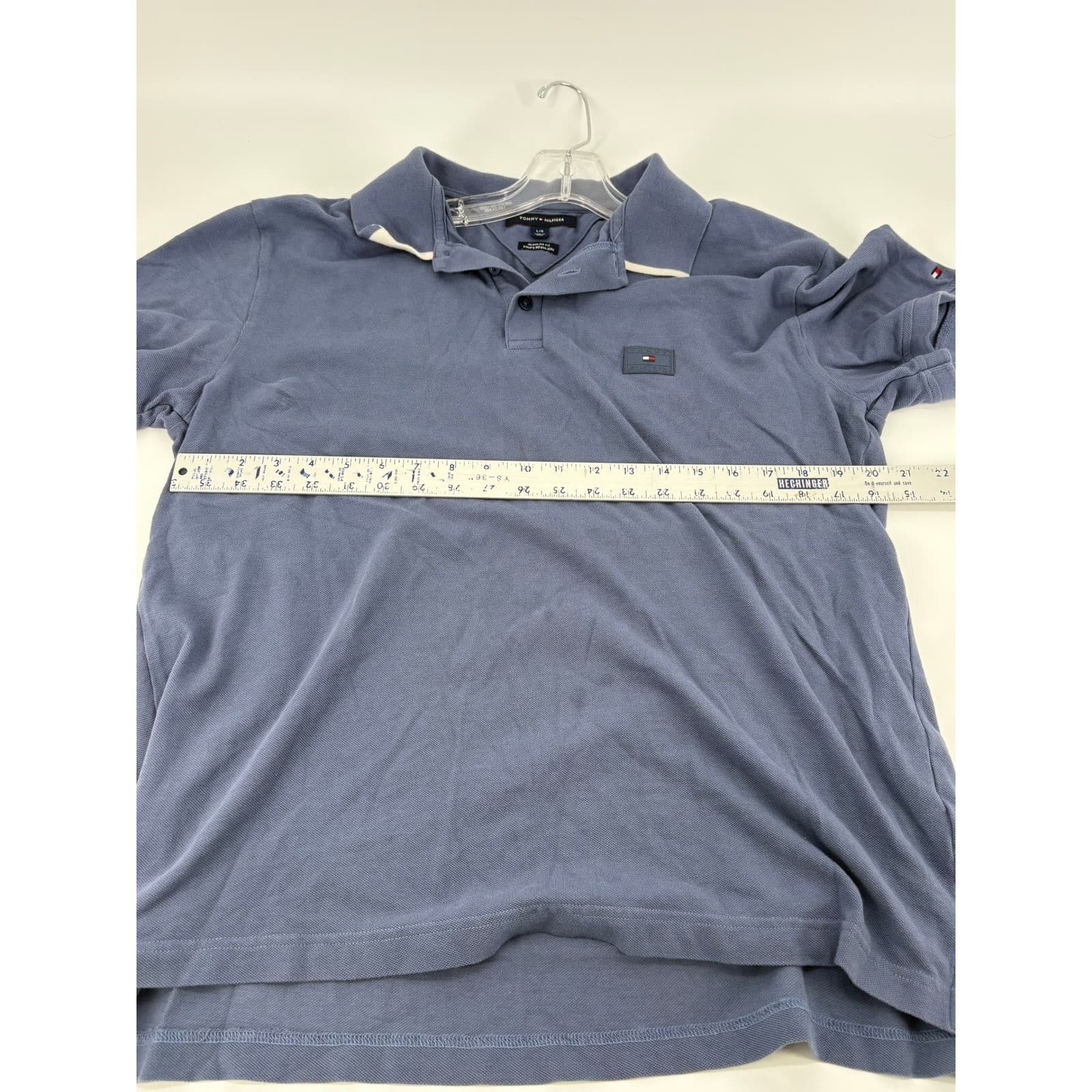 Tommy Hilfiger Mens Blue Polo Shirt L/G Large Regular Fit Short Sleeve - Thumbnail 6
