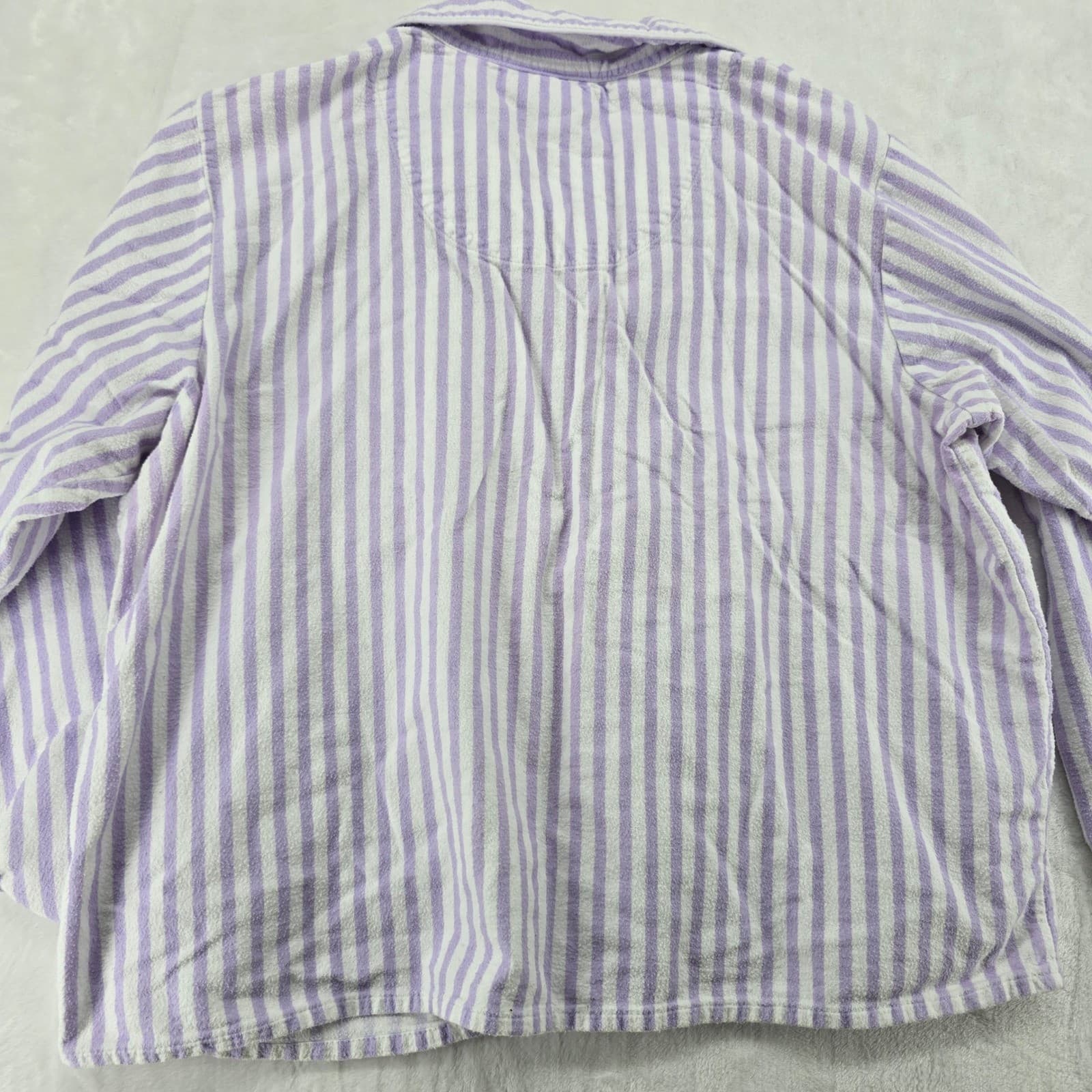 National Pajama Set Womens PXL Pajama Set Purple Stripe Cotton Flannel 17703 - Thumbnail 6