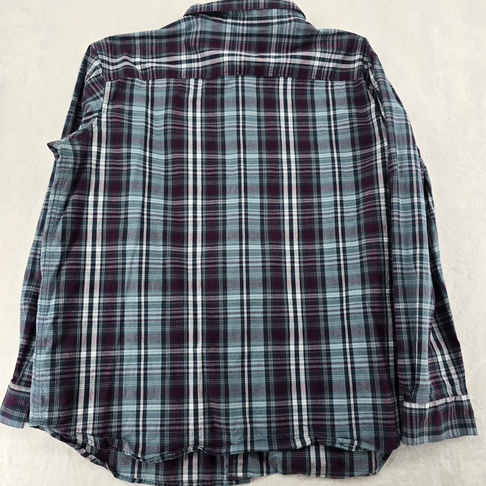 Columbia Button Down Mens XXL Shirt Purple Teal Plaid Long Sleeve AM7968 - Thumbnail 7